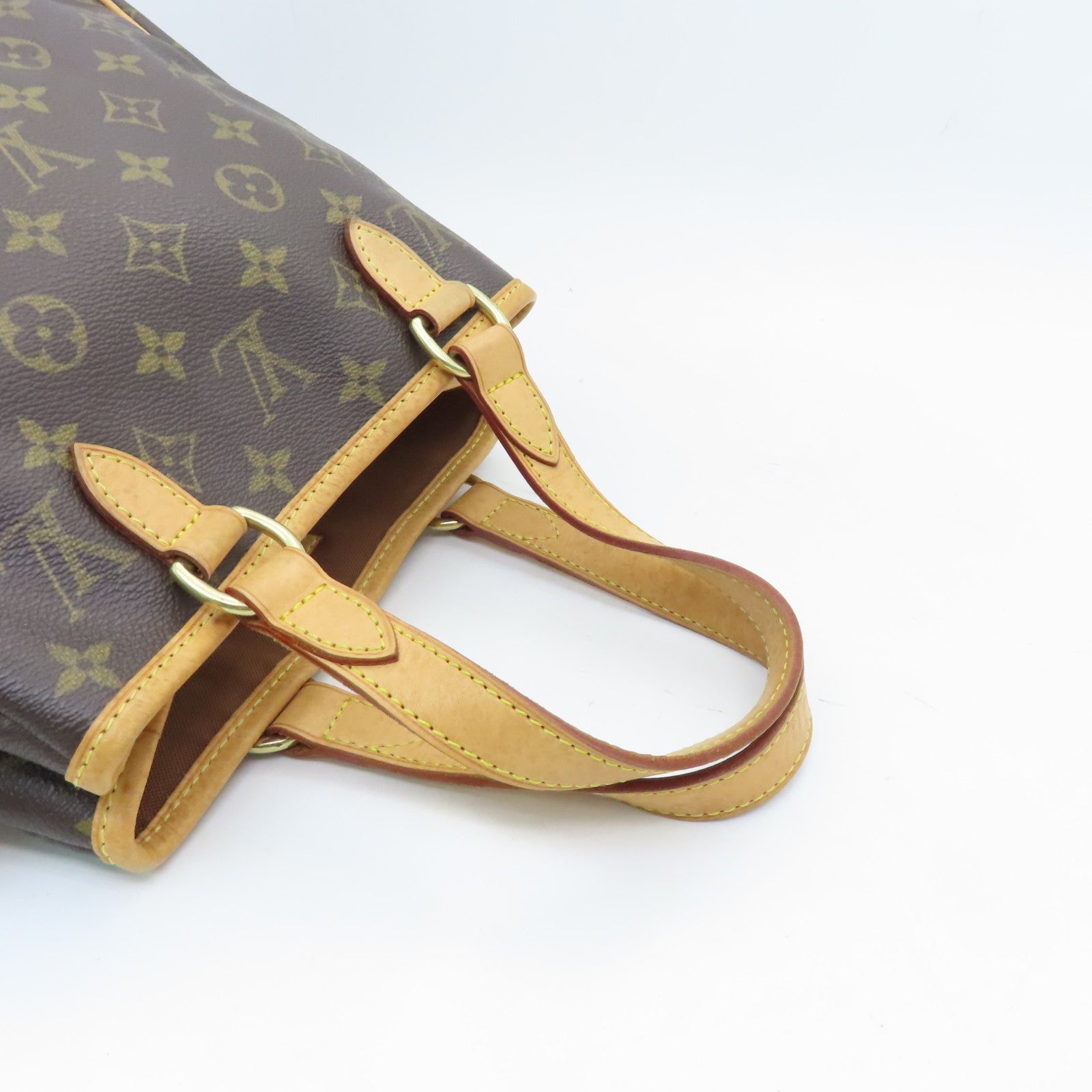 LOUIS VUITTON Monogram Batignolles Hand Bag Gold Buckle Hand Bag Brown
