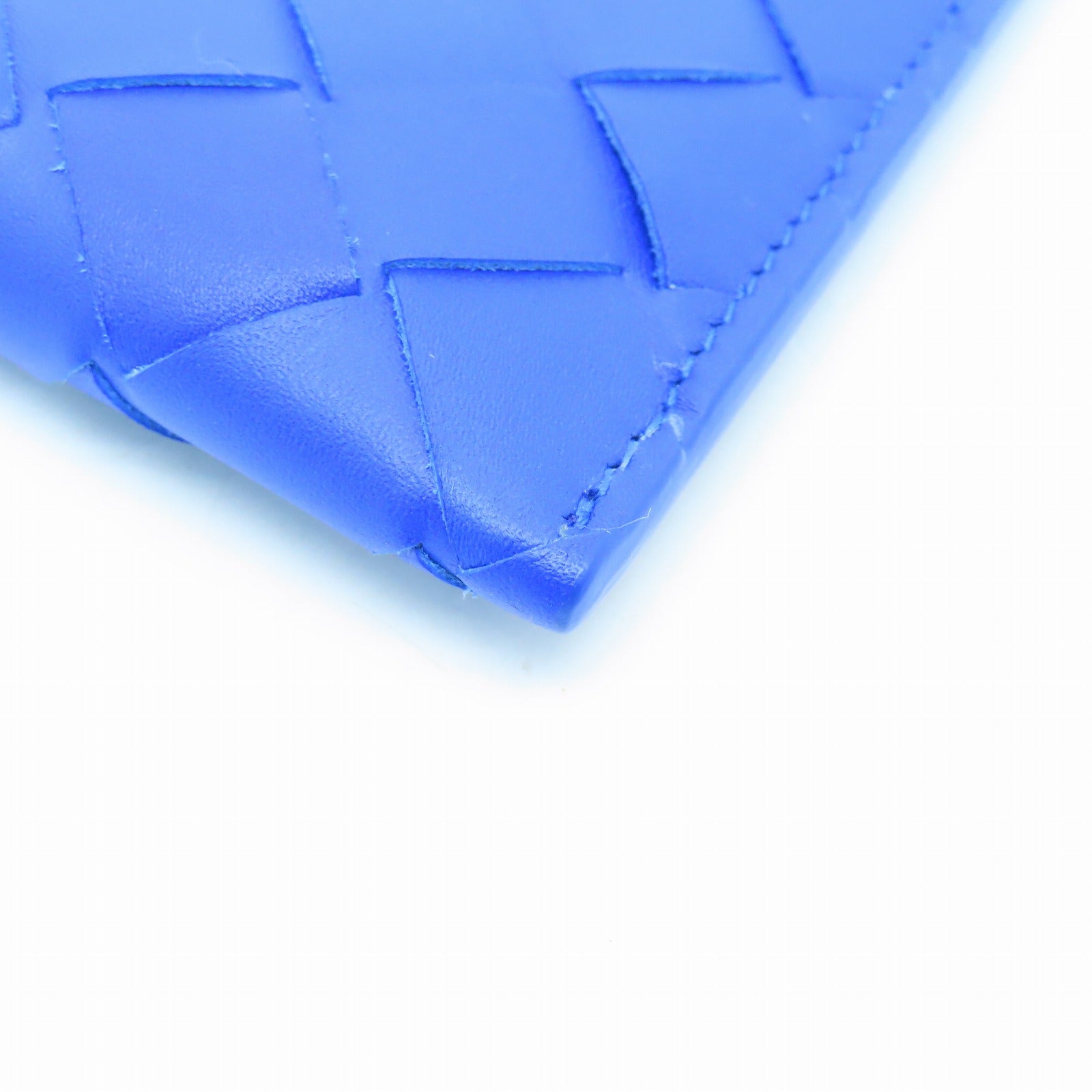 BOTTEGA VENETA Textured Leather Bill Pouch Silver Buckle Clutch Blue