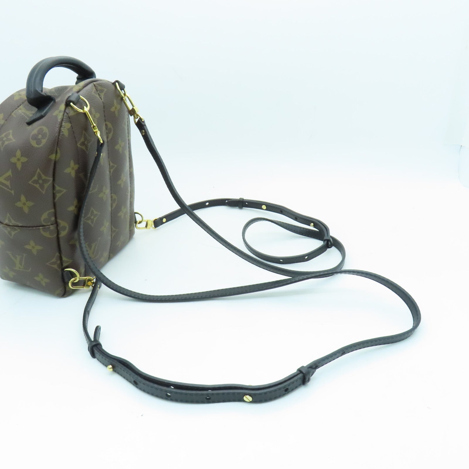 LOUIS VUITTON Monogram Palm Springs Mini Gold Buckle Backpack Brown