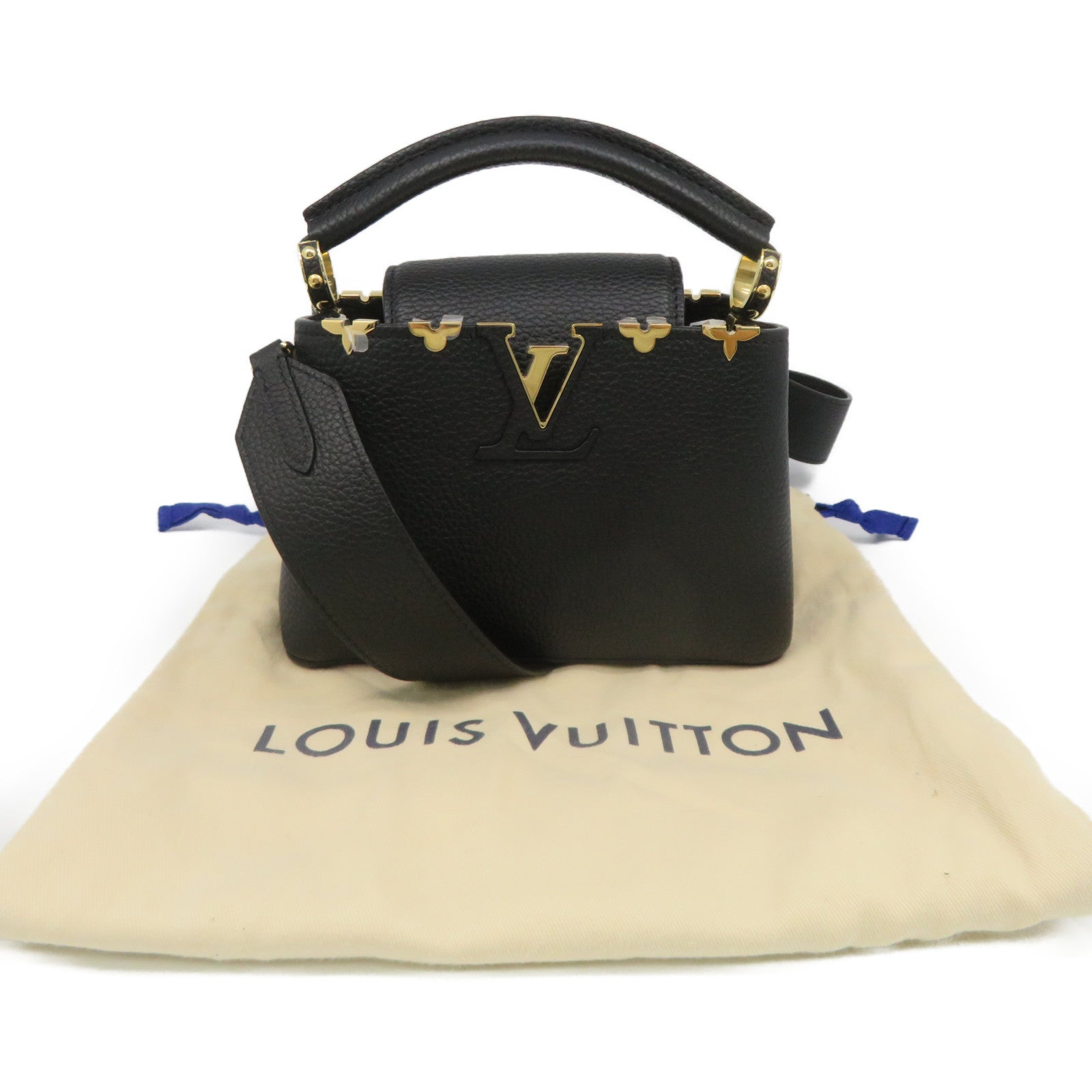 LOUIS VUITTON Taurillon Capucines Mini 2Way Shoulder Bag手挽肩背兩用袋黑色