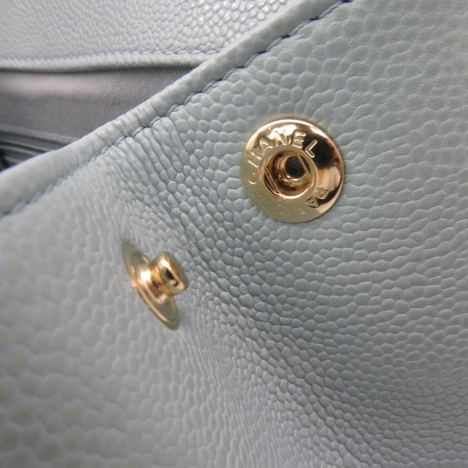 CHANEL 菱格Caviar皮革2Way Chain Shoulder Bag金扣链带肩背袋湖绿色