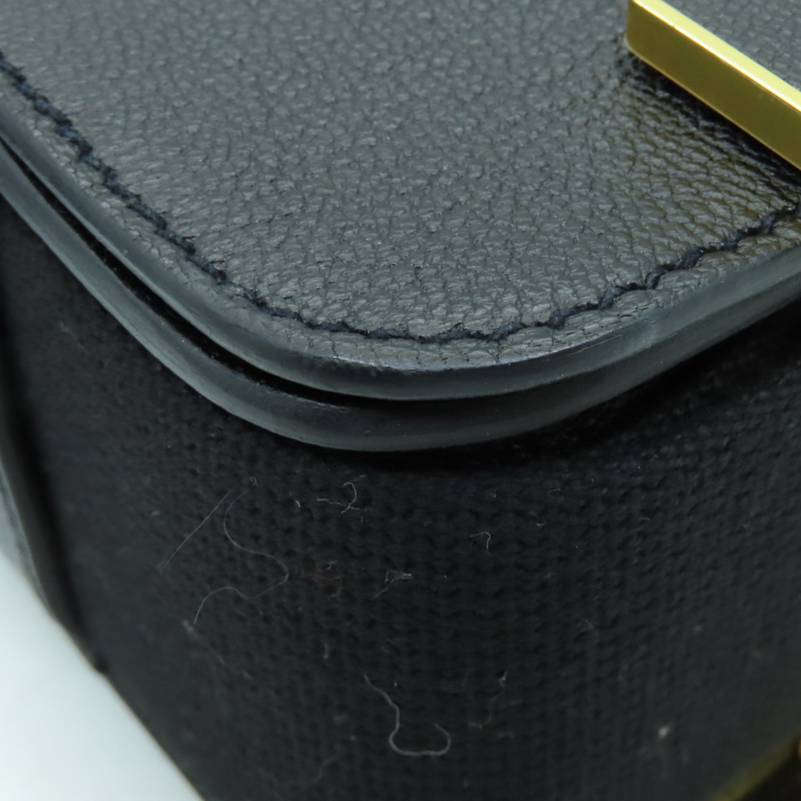 HERMES Chevre皮革Geta金扣肩背袋黑色
