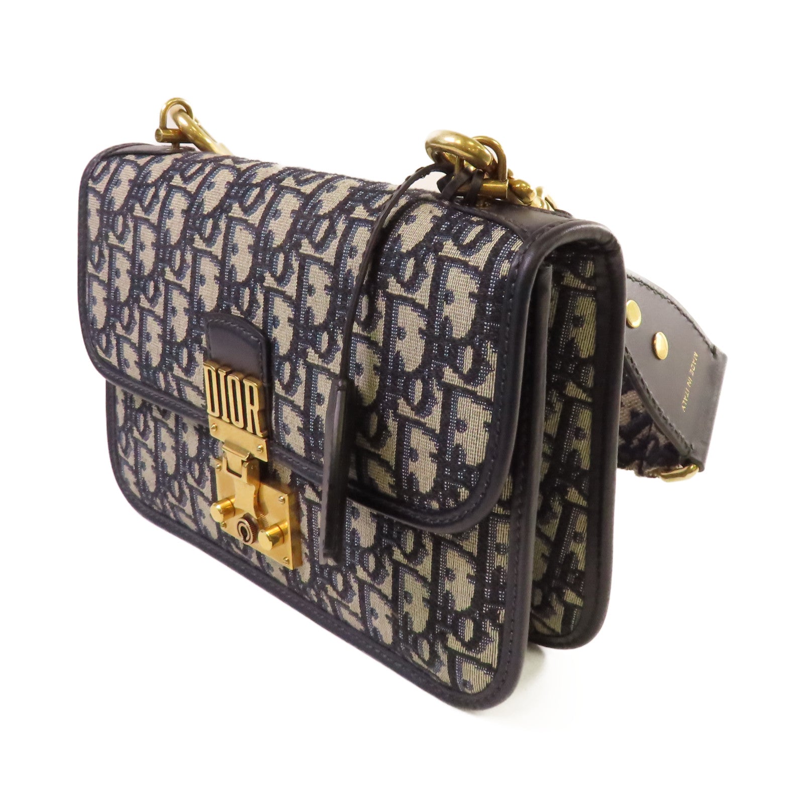 Dior Oblique Jacquard帆布Dioraddict Shoulder Bag金扣肩背袋寶藍色/啡色