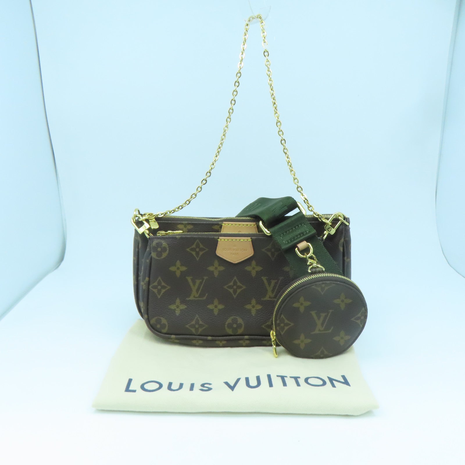 LOUIS VUITTON Monogram Multi Pochette Accessories Gold Buckle Shoulder Bag Brown