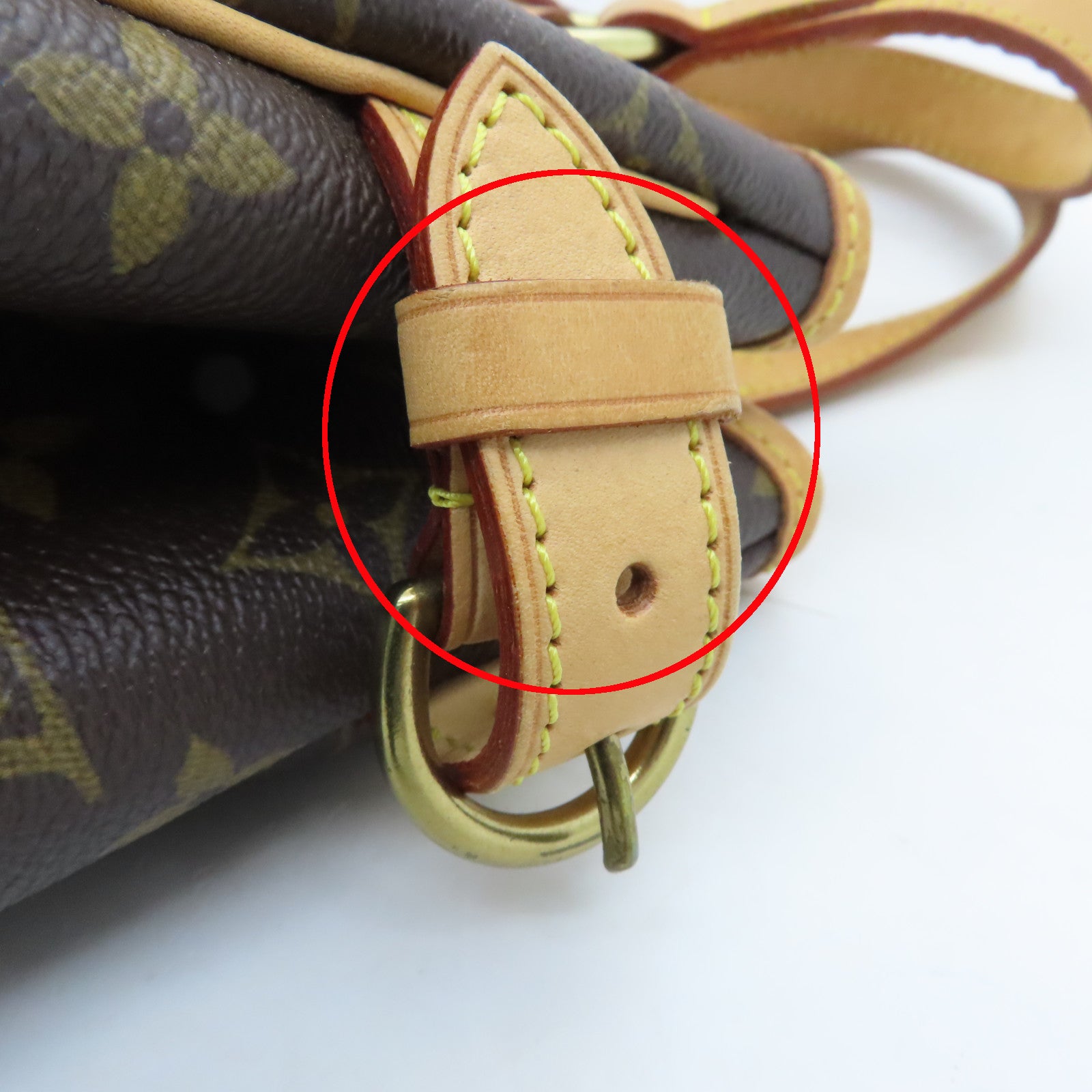 LOUIS VUITTON Monogram Batignolles Hand Bag Gold Buckle Hand Bag Brown