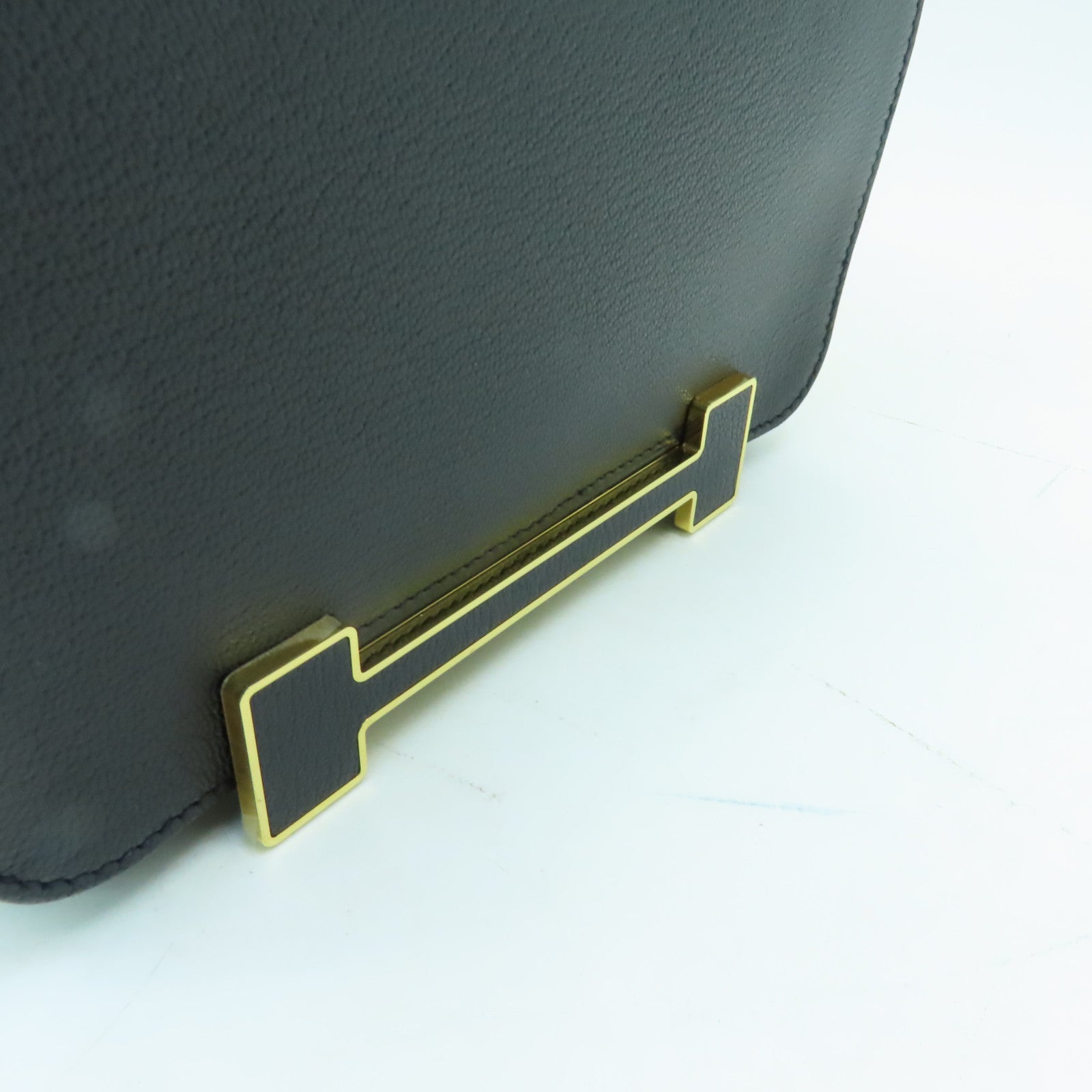 HERMES Chevre皮革Geta金扣肩背袋黑色
