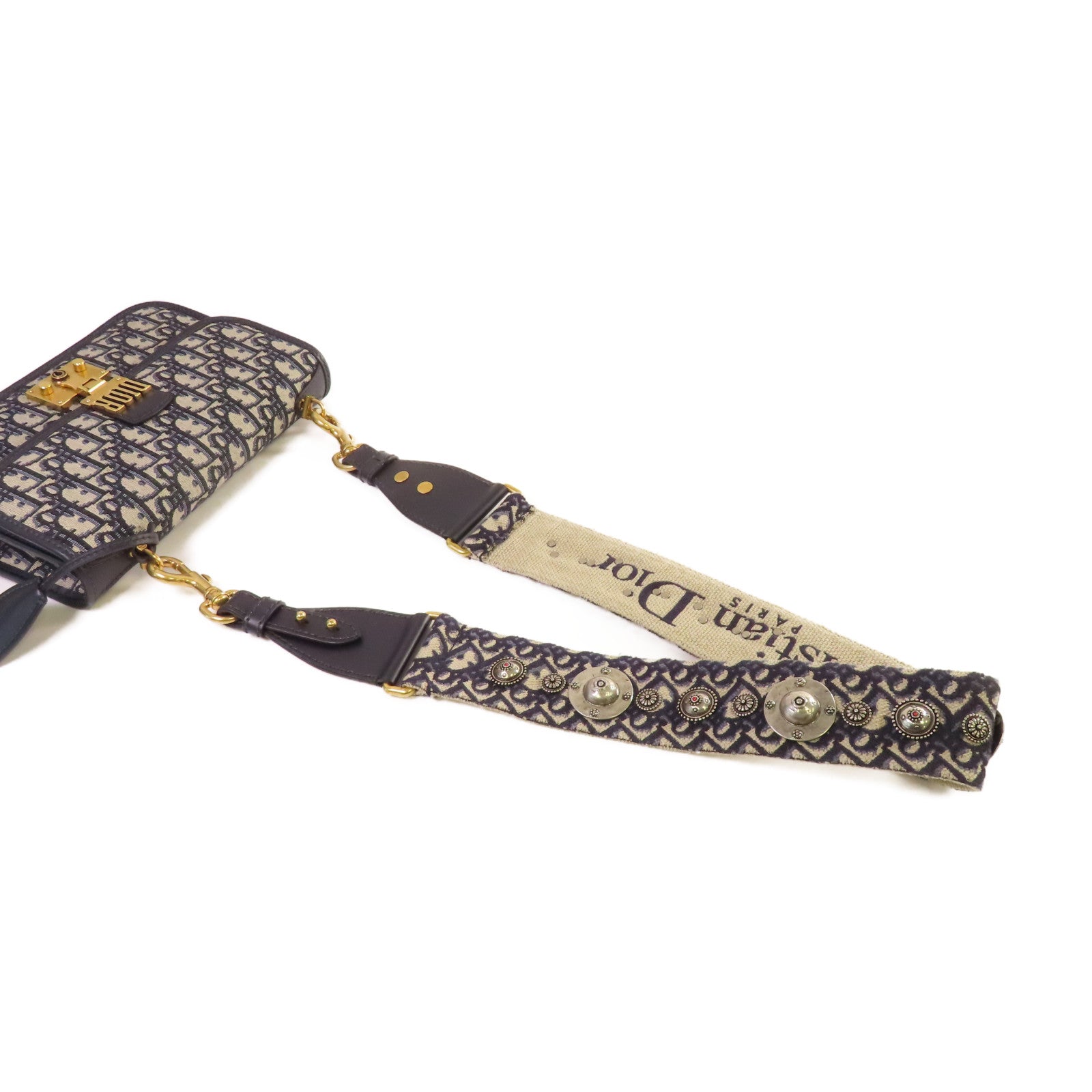 Dior Oblique Jacquard帆布Dioraddict Shoulder Bag金扣肩背袋寶藍色/啡色