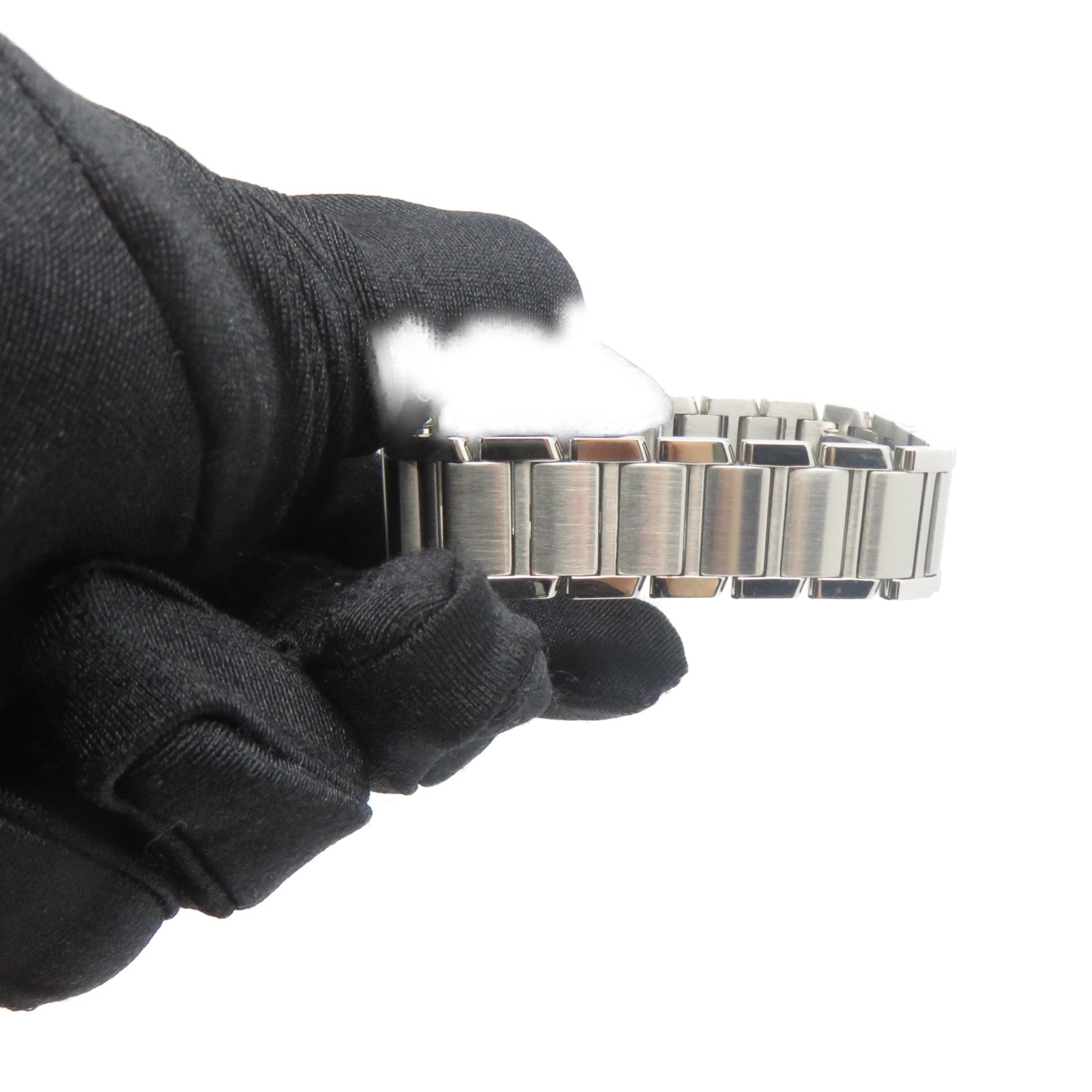 CARTIER Tank Francaise不鏽鋼/鑽石手錶石英機芯米白色