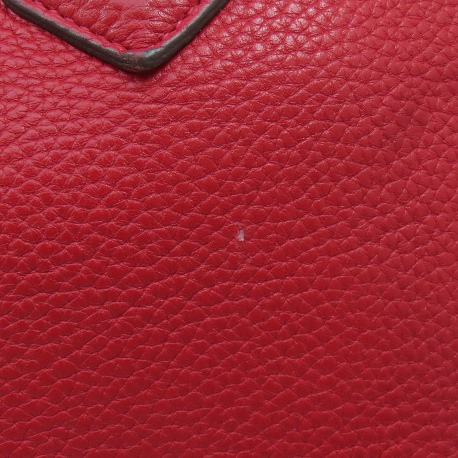 HERMES Clemence Leather Victoria Silver Buckle Bag Red