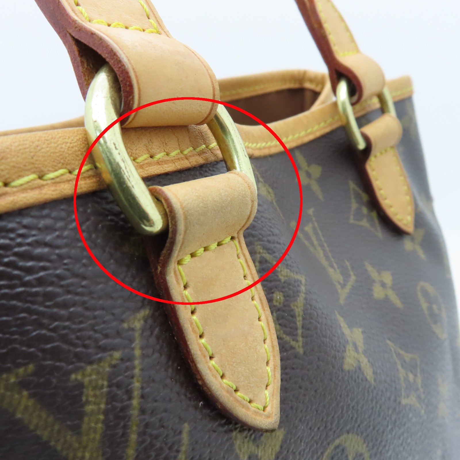 LOUIS VUITTON Monogram Batignolles Hand Bag Gold Buckle Hand Bag Brown