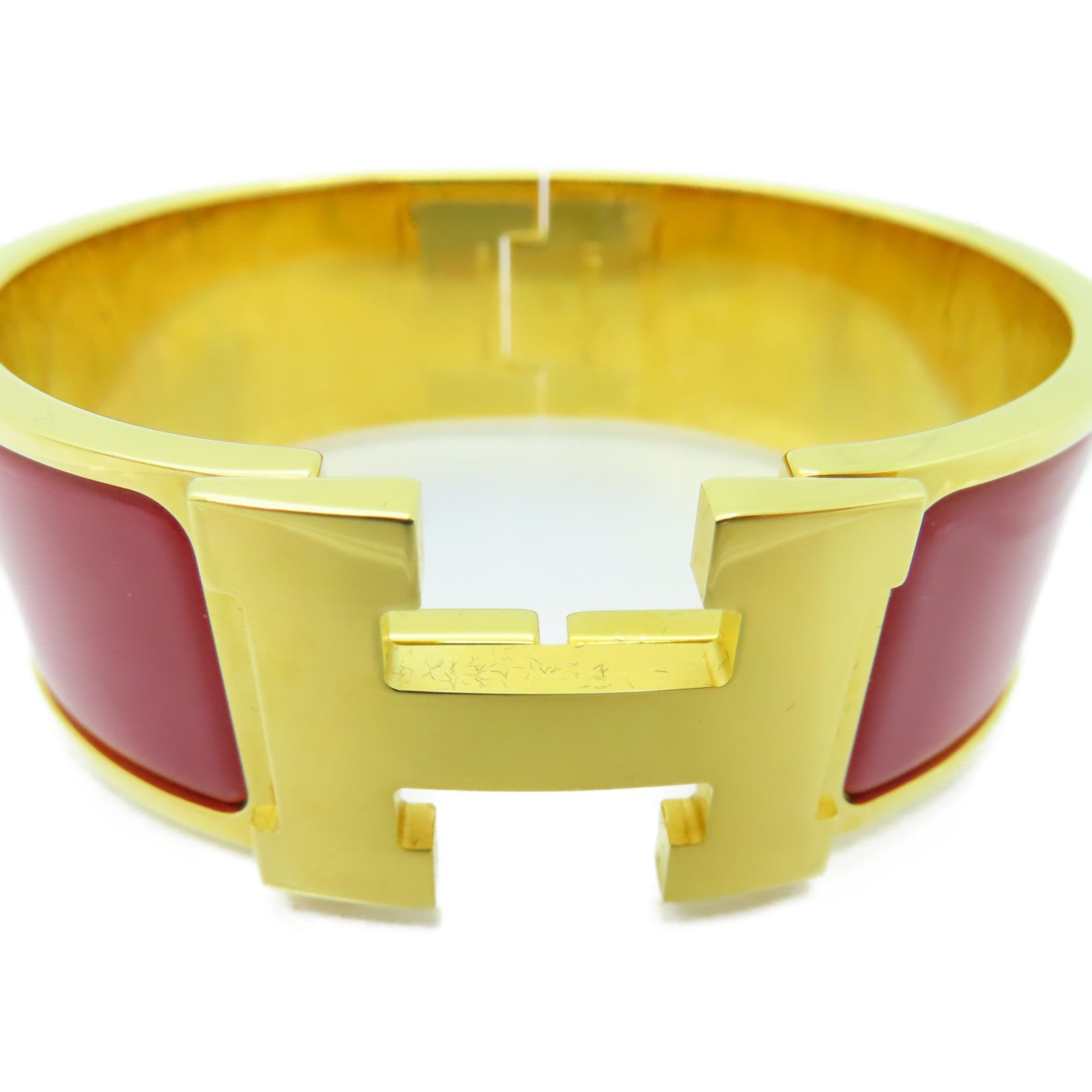 HERMES 金屬Clic-Clac GM金扣手鐲紅色