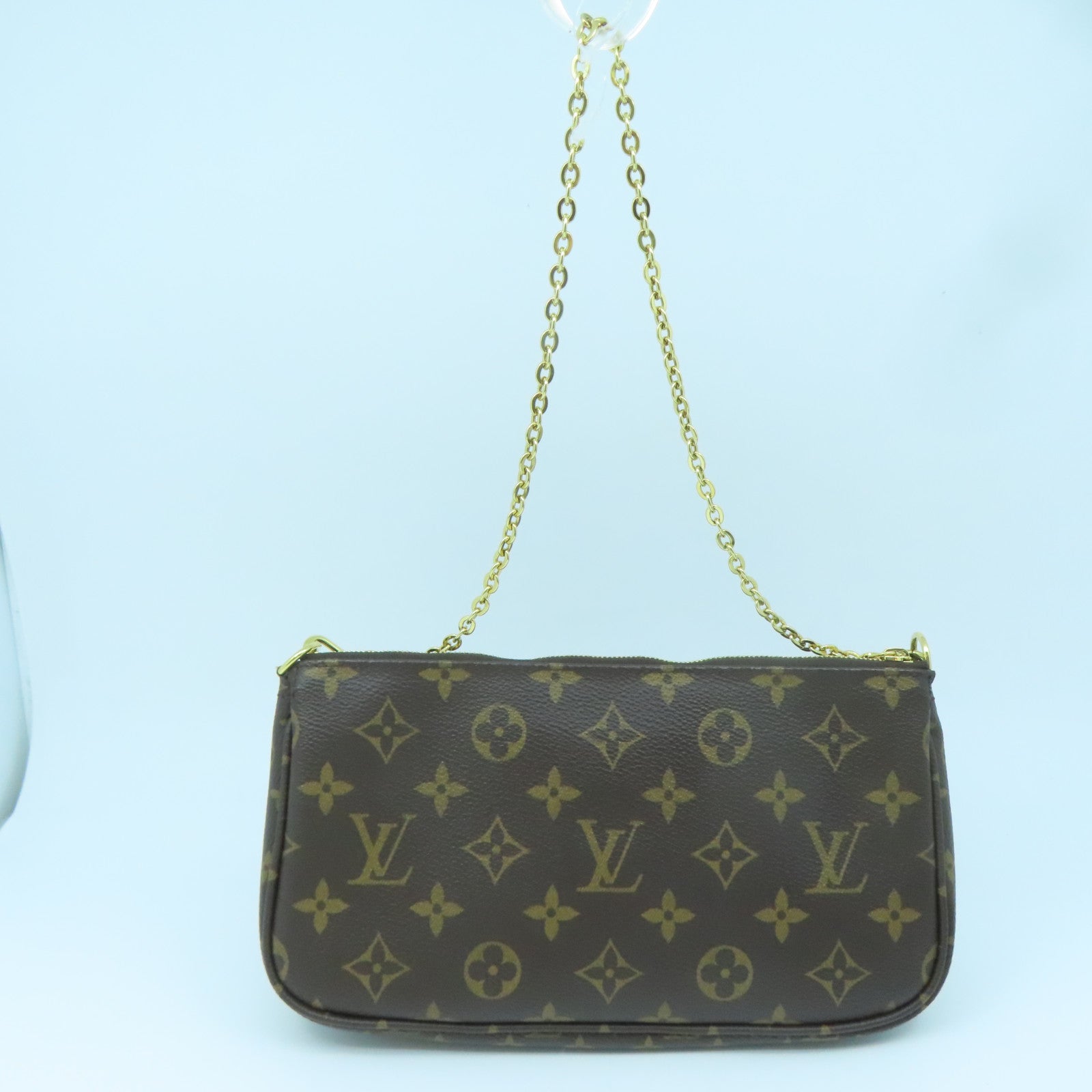 LOUIS VUITTON Monogram Multi Pochette Accessories Gold Buckle Shoulder Bag Brown