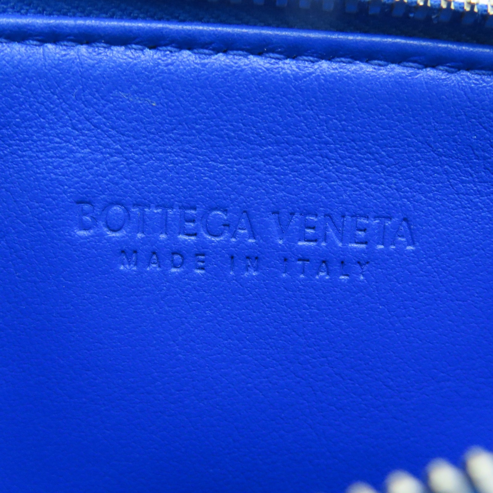 BOTTEGA VENETA Textured Leather Bill Pouch Silver Buckle Clutch Blue