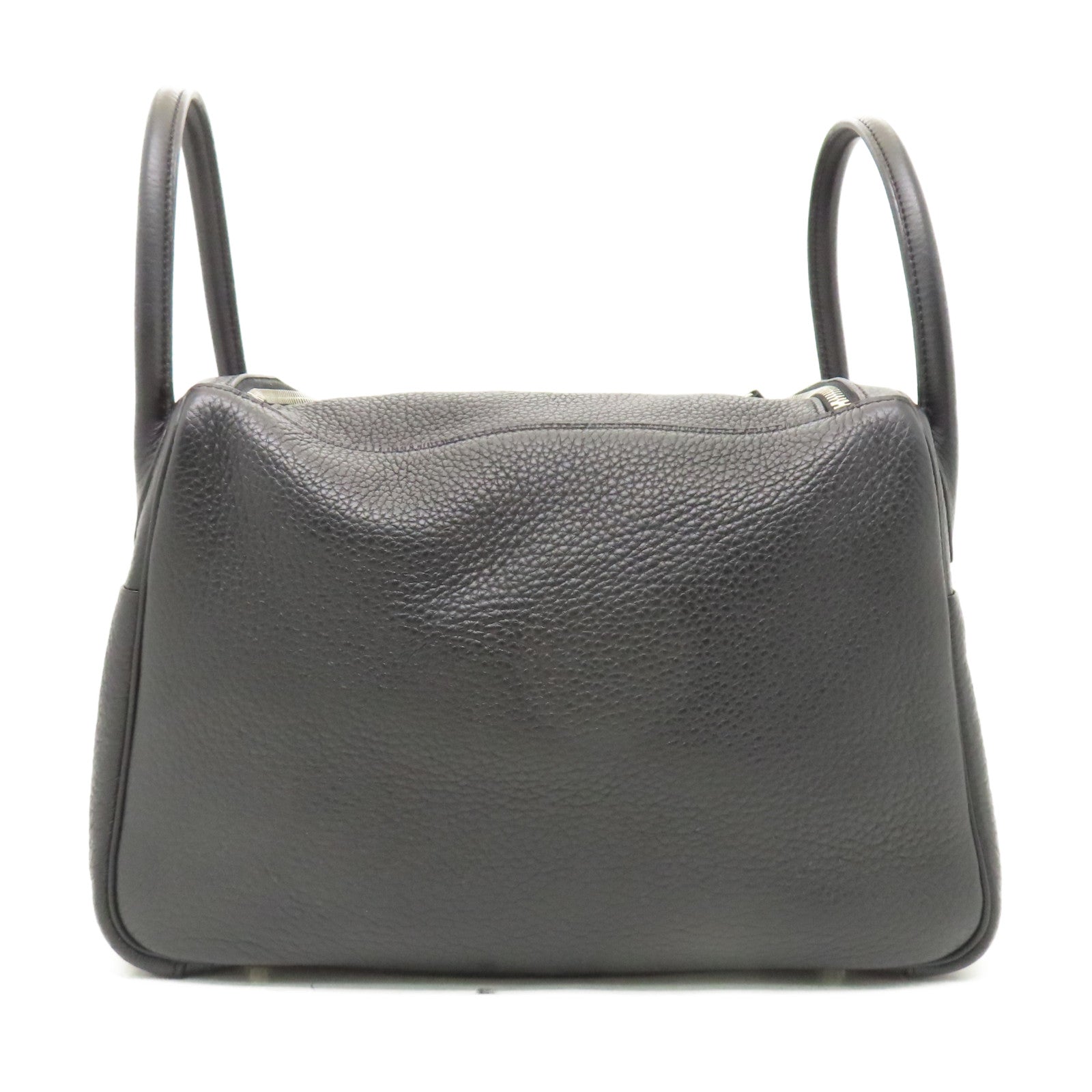 HERMES Clemence皮革Lindy 30銀扣肩背袋經典黑色