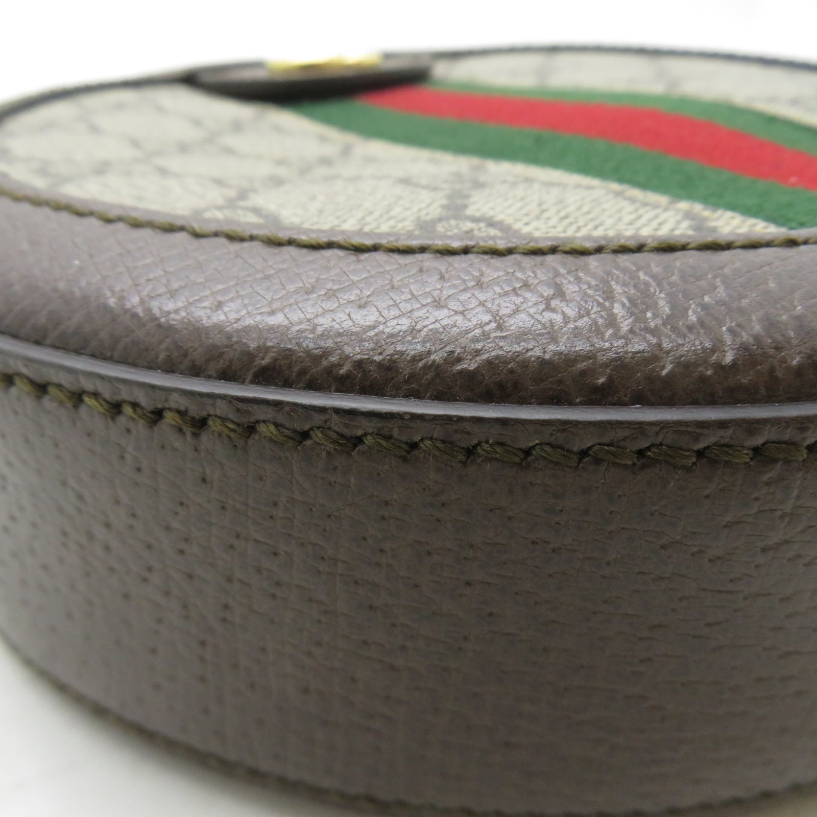 GUCCI 塗層帆布Ophidia GG金扣鏈帶肩背袋啡色
