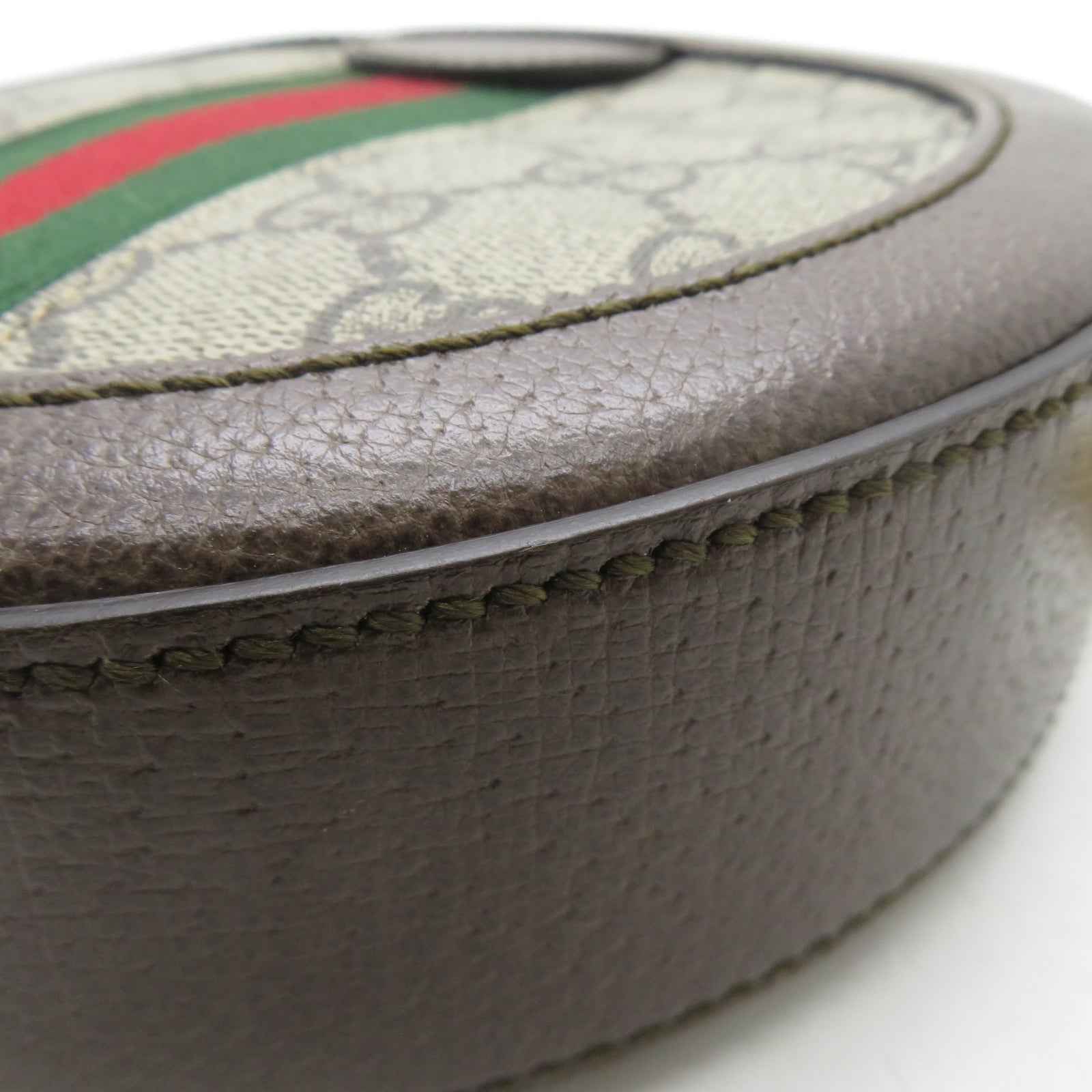 GUCCI 塗層帆布Ophidia GG金扣鏈帶肩背袋啡色