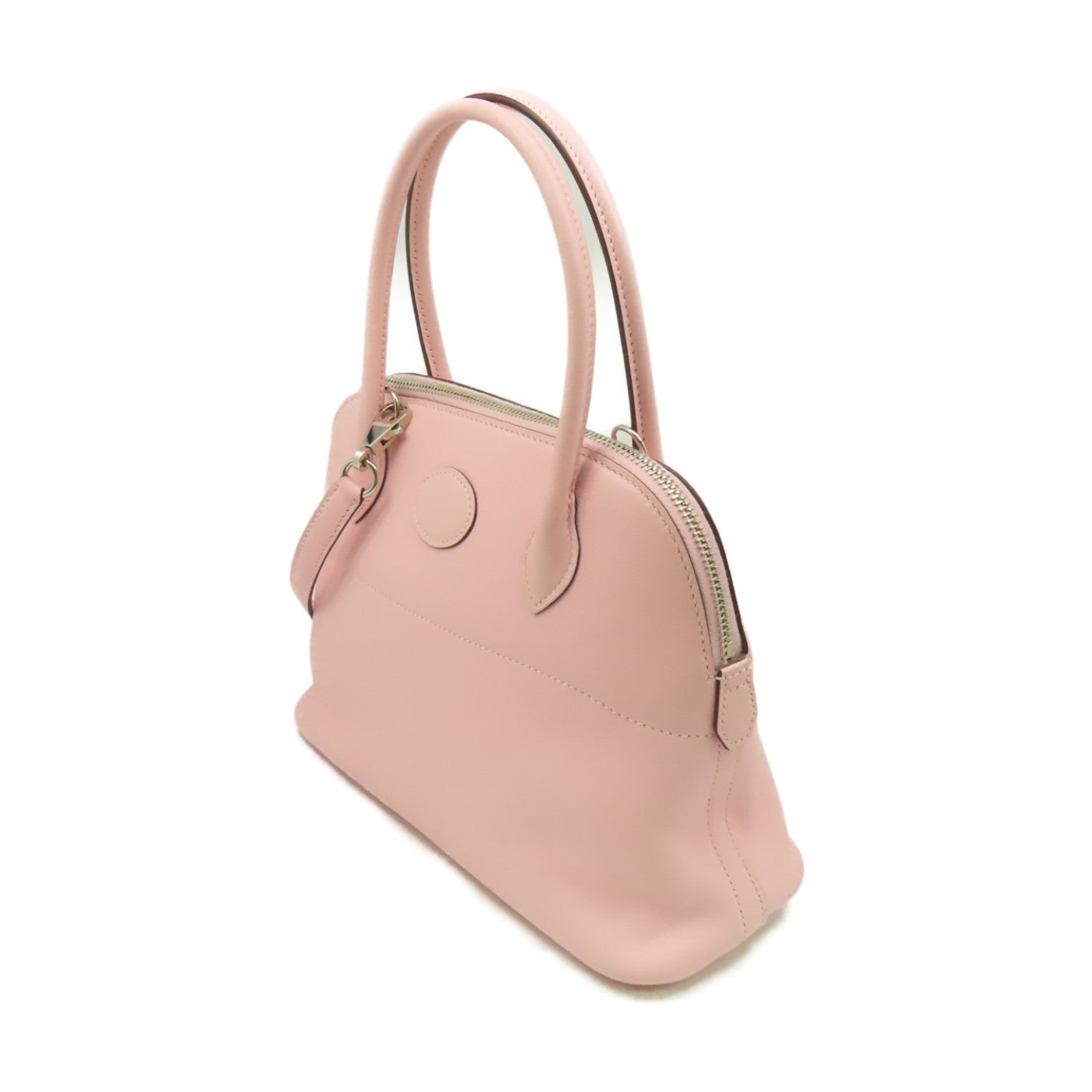 HERMES Swift皮革Bolide 27 2Way Shoulder Bag銀扣手挽肩背兩用袋3Q Rose Sakura/櫻花粉紅色