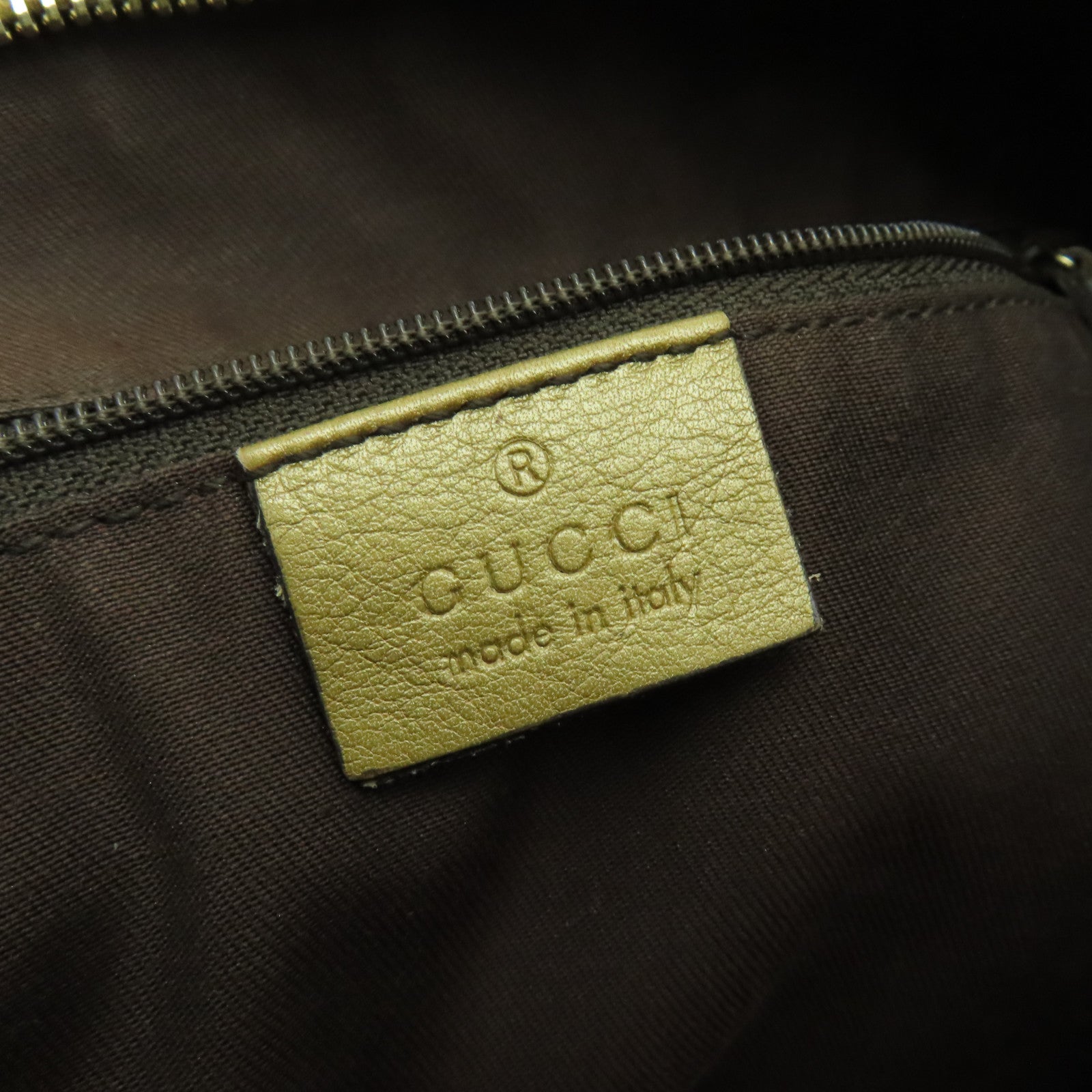 GUCCI 塗層帆布Shoulder Bag金扣肩背袋金色