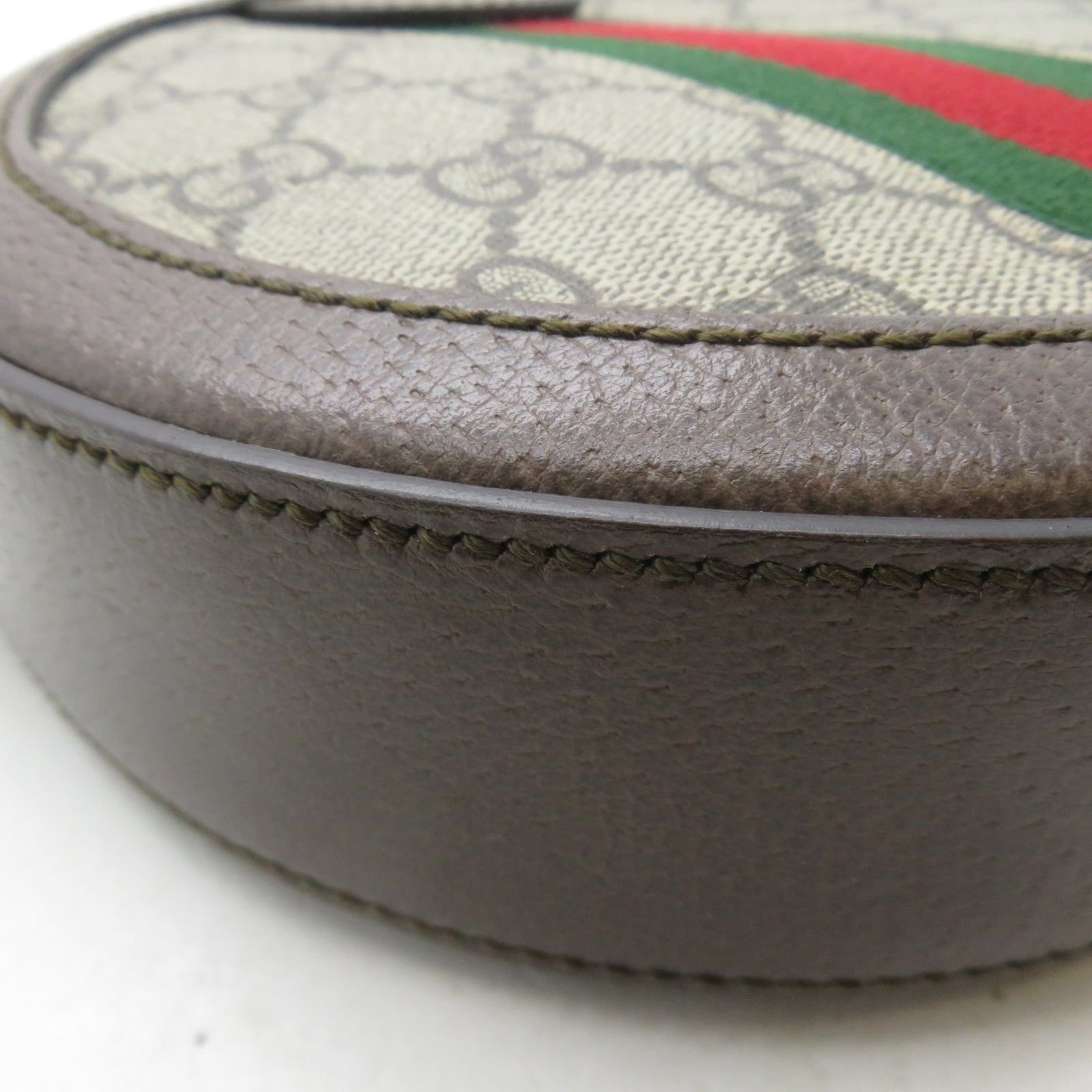 GUCCI 塗層帆布Ophidia GG金扣鏈帶肩背袋啡色