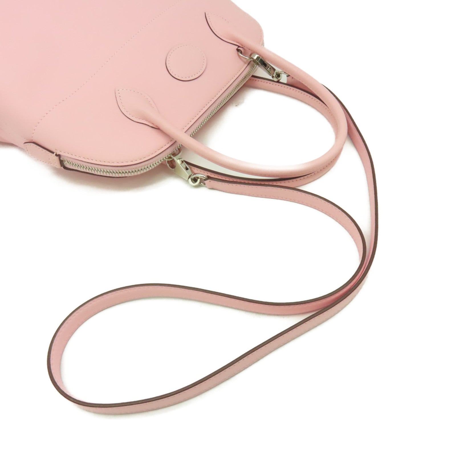 HERMES Swift皮革Bolide 27 2Way Shoulder Bag銀扣手挽肩背兩用袋3Q Rose Sakura/櫻花粉紅色