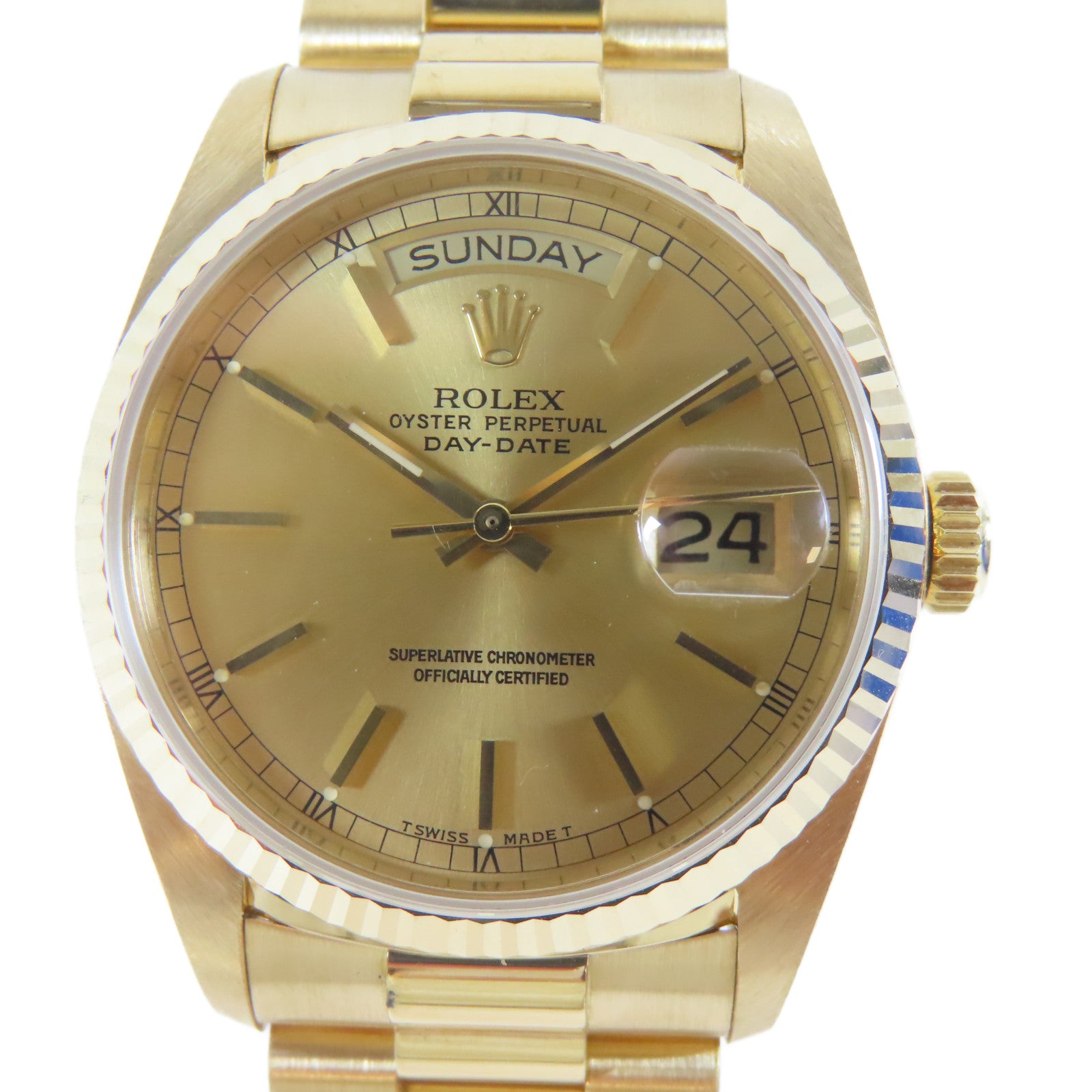 ROLEX 18K黃金Day-Date 36mm手錶金色#18.25cm