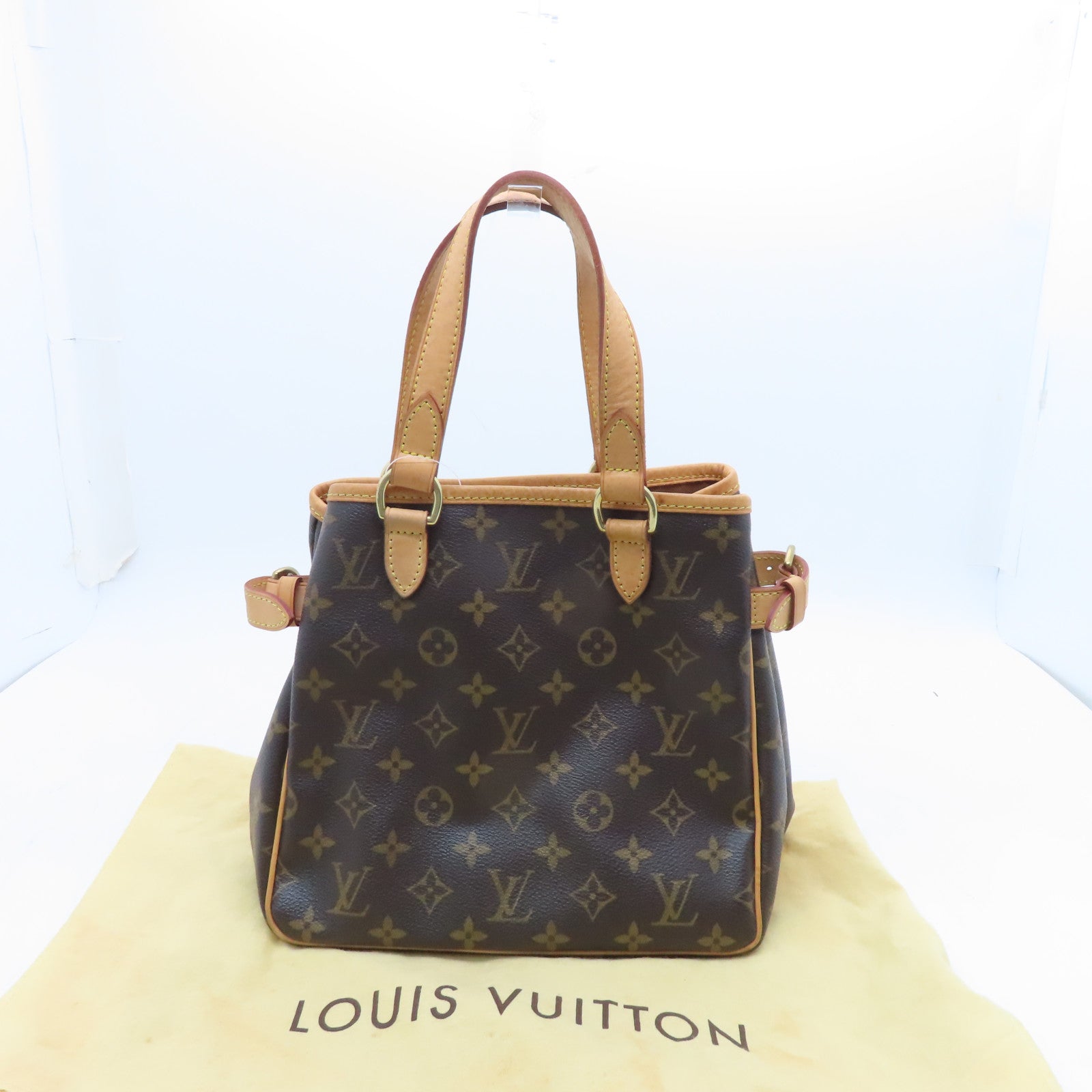 LOUIS VUITTON Monogram Batignolles Hand Bag Gold Buckle Hand Bag Brown