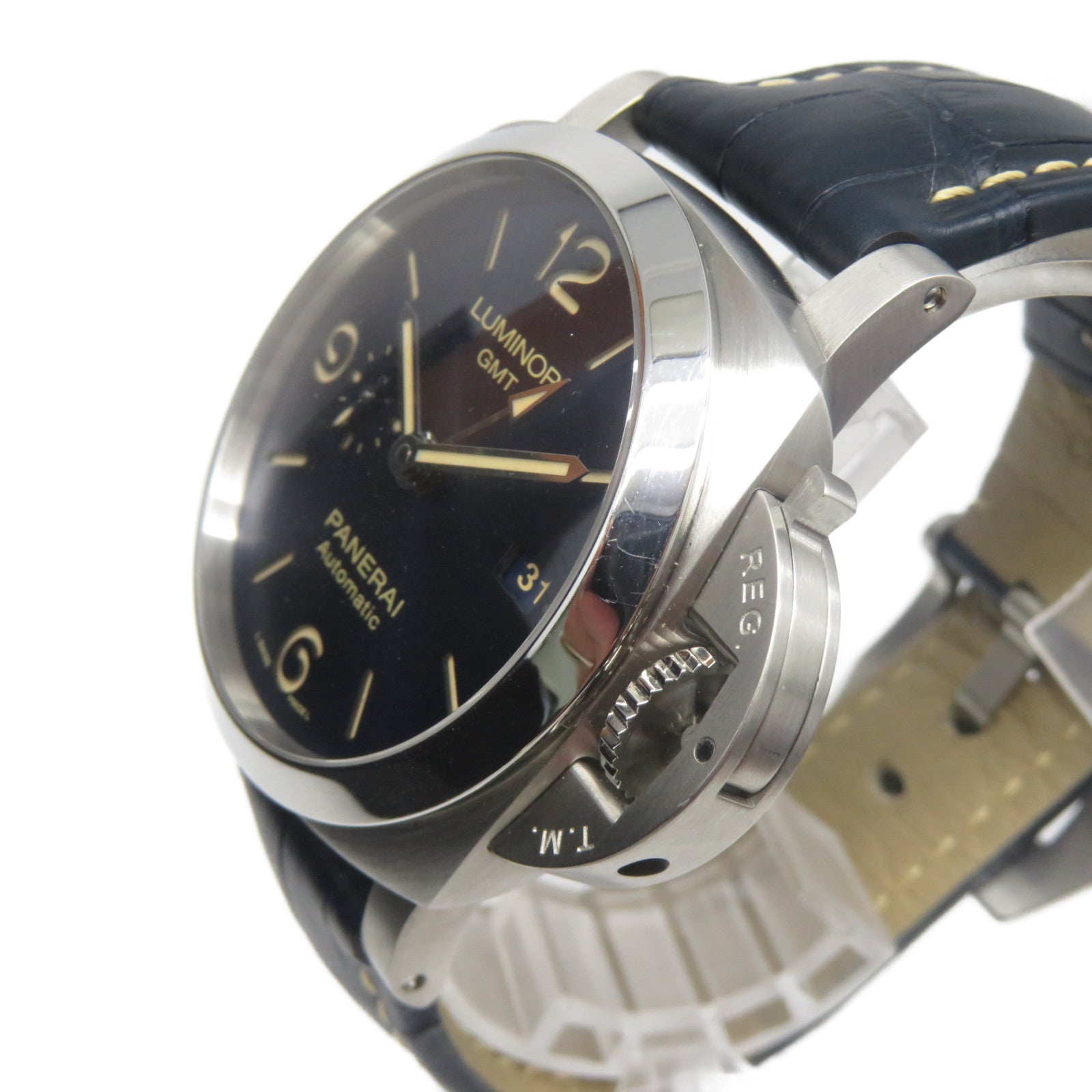 PANERAI Luminor GMT皮革帶/不鏽鋼手錶自動機芯