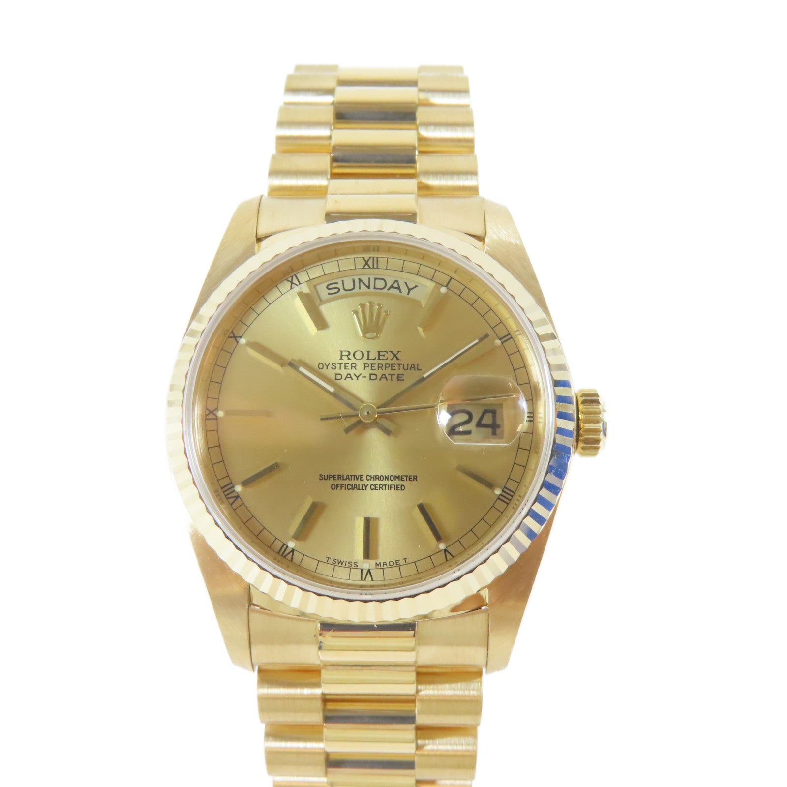 ROLEX 18K黃金Day-Date 36mm手錶金色#18.25cm