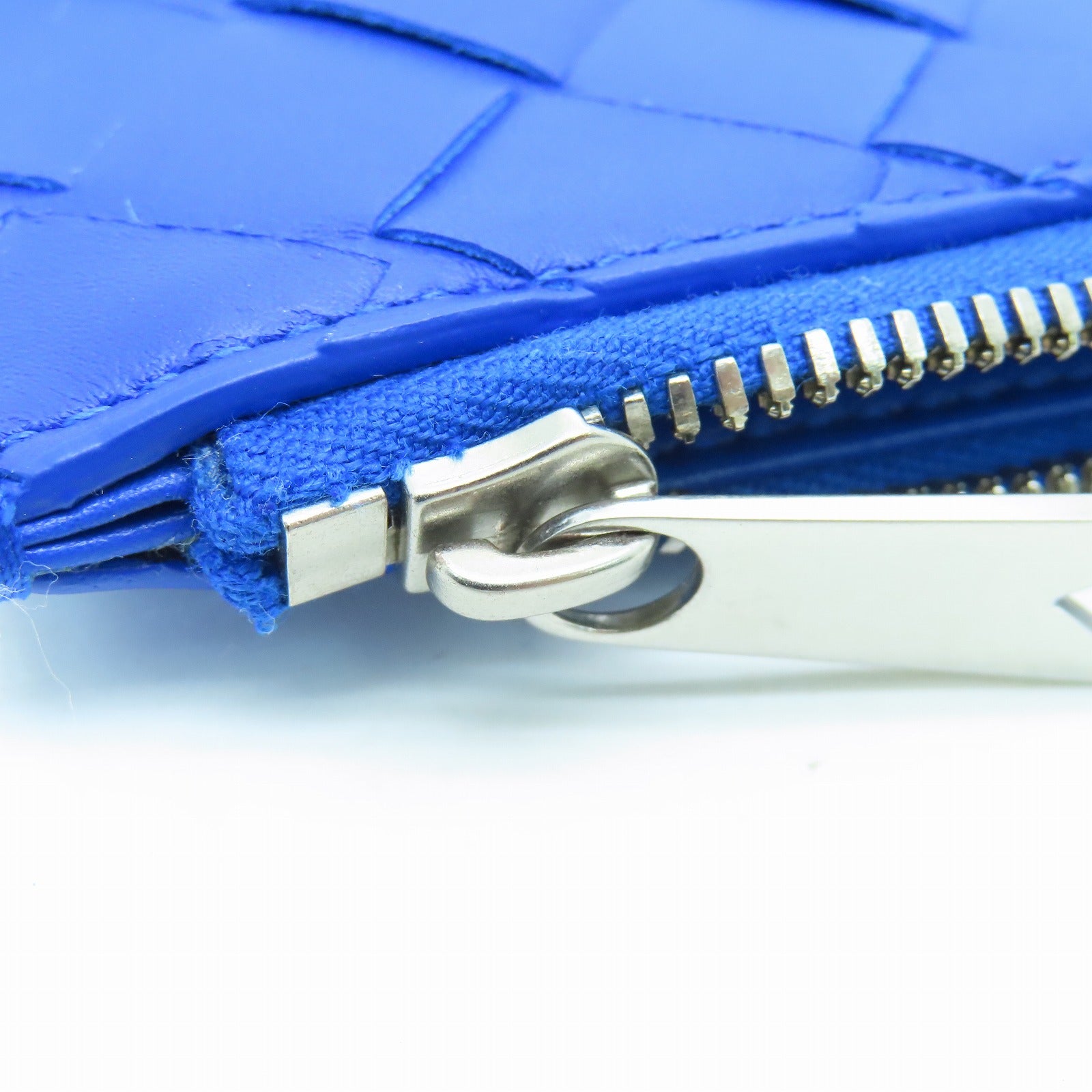 BOTTEGA VENETA Textured Leather Bill Pouch Silver Buckle Clutch Blue