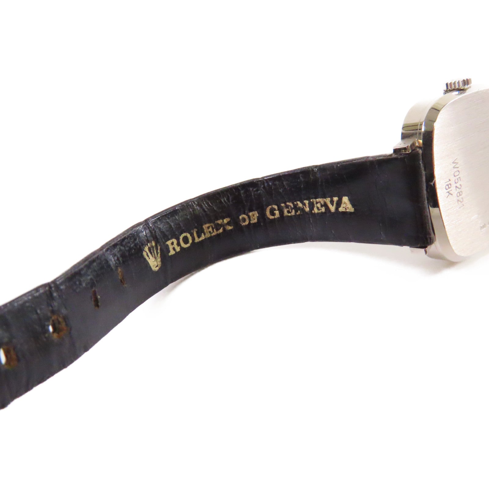 ROLEX Cellini Watch 18K白金/鱷魚皮帶石英機芯銀色/黑色