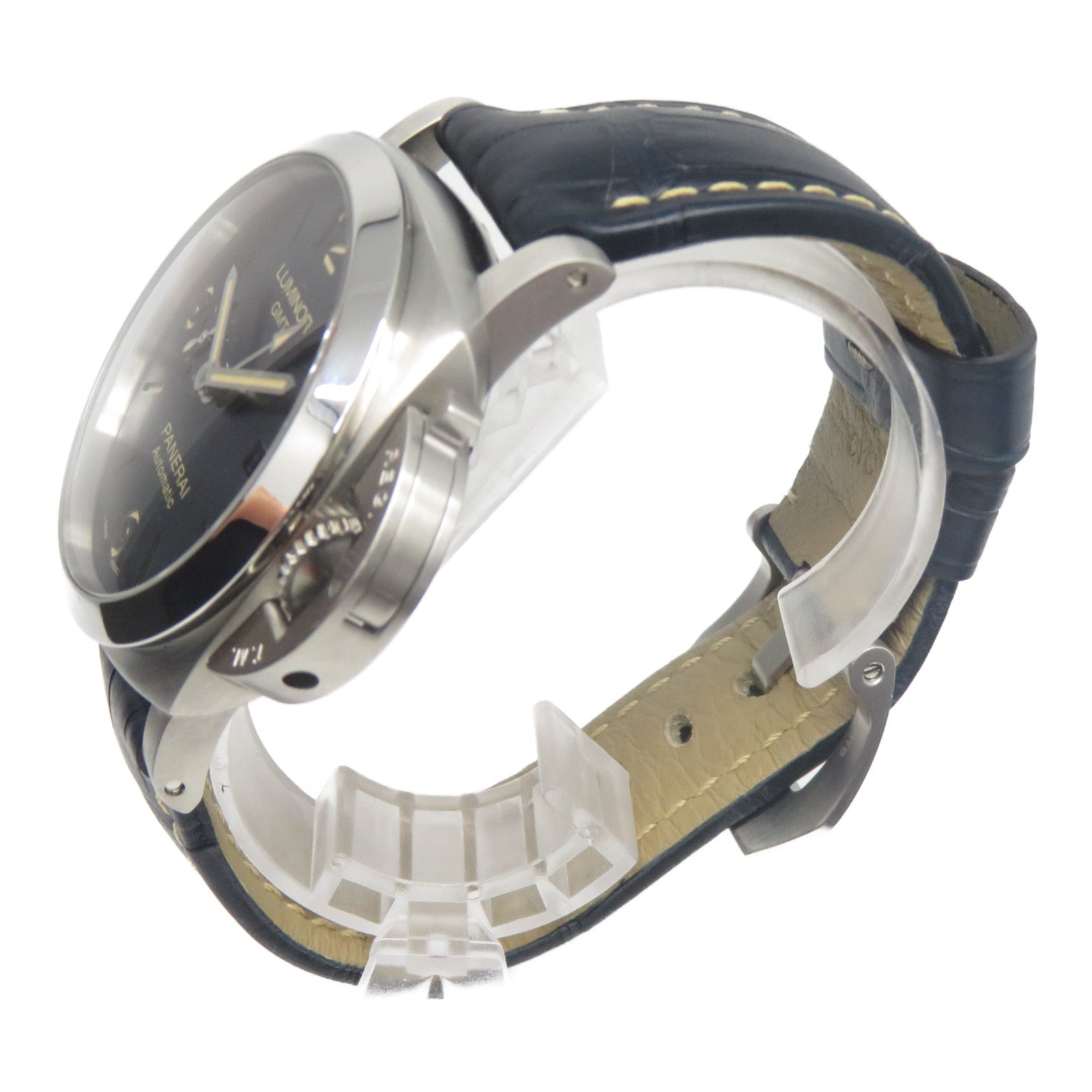 PANERAI Luminor GMT皮革帶/不鏽鋼手錶自動機芯