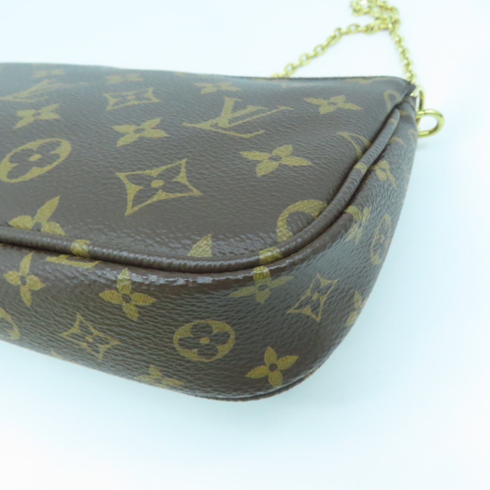 LOUIS VUITTON Monogram Multi Pochette Accessories Gold Buckle Shoulder Bag Brown