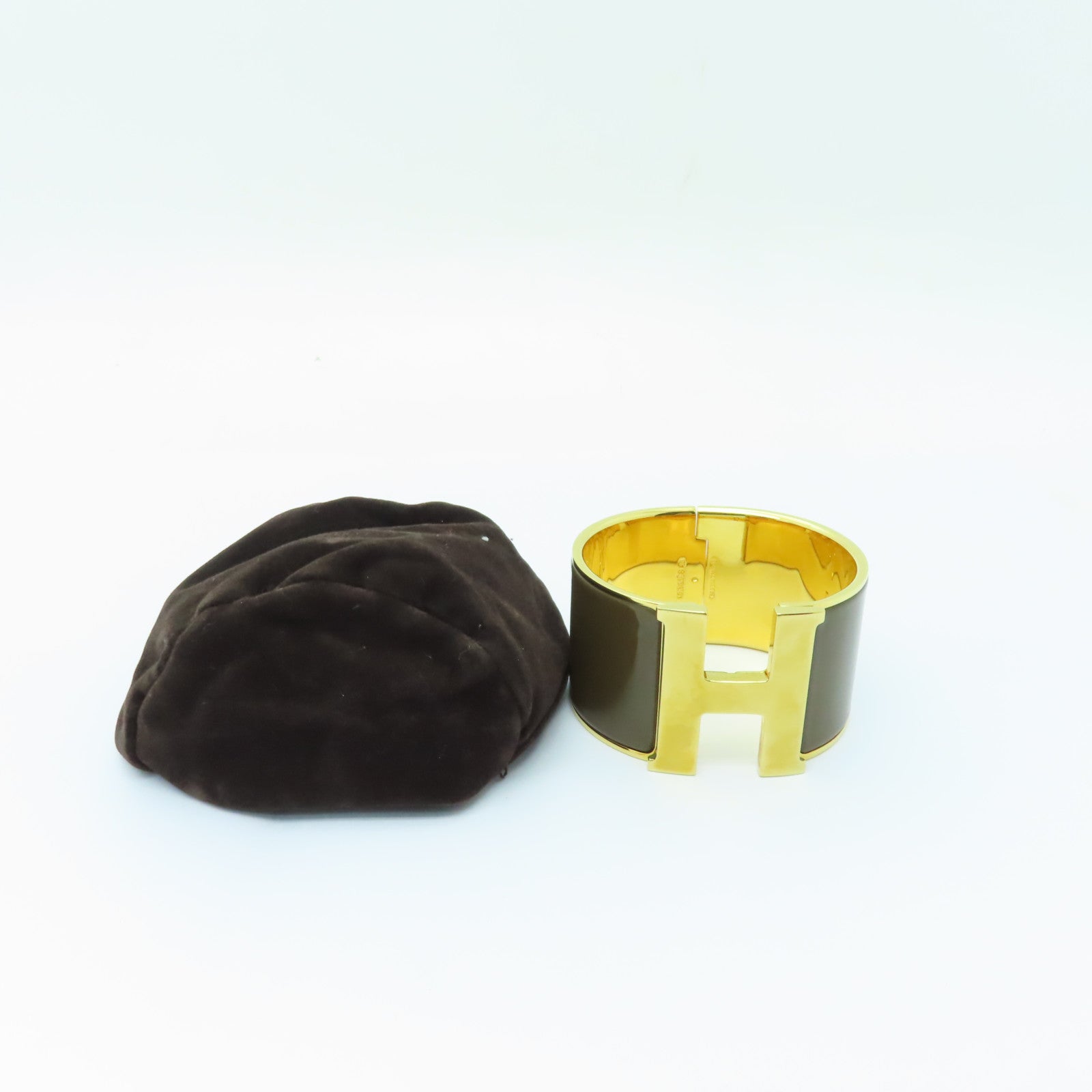 HERMES 【激減優惠】金屬Clic-Clac H金扣手鐲啡色