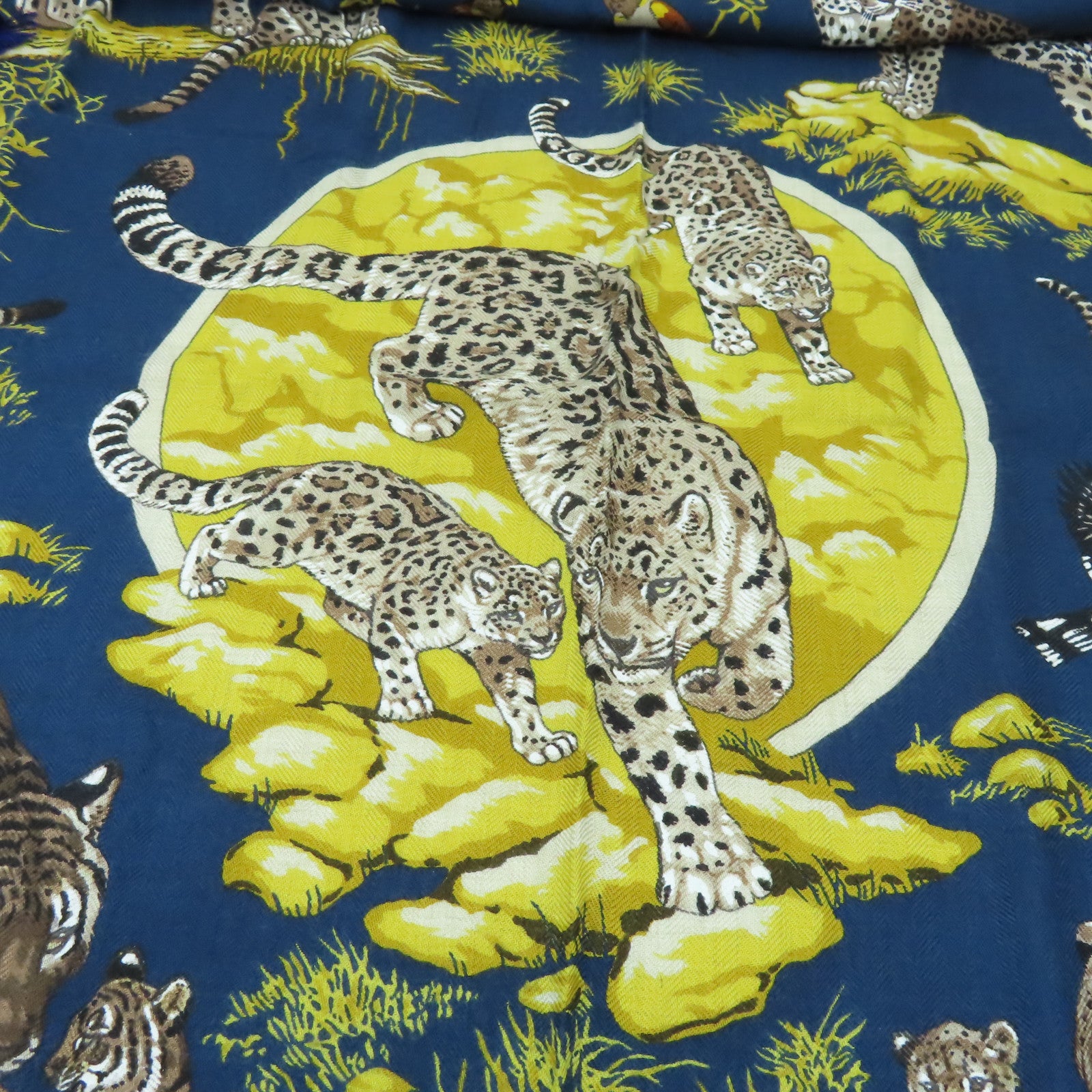 HERMES 羊絨/絲質Scarf 90x90圍巾藍色