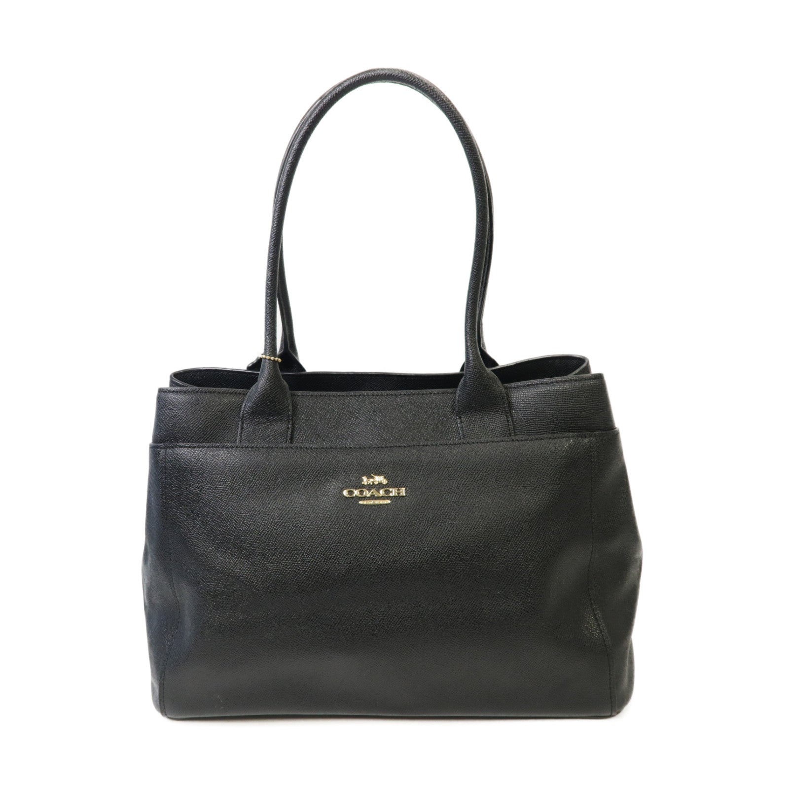 COACH 牛皮皮革Tote Bag金扣手挽袋黒色