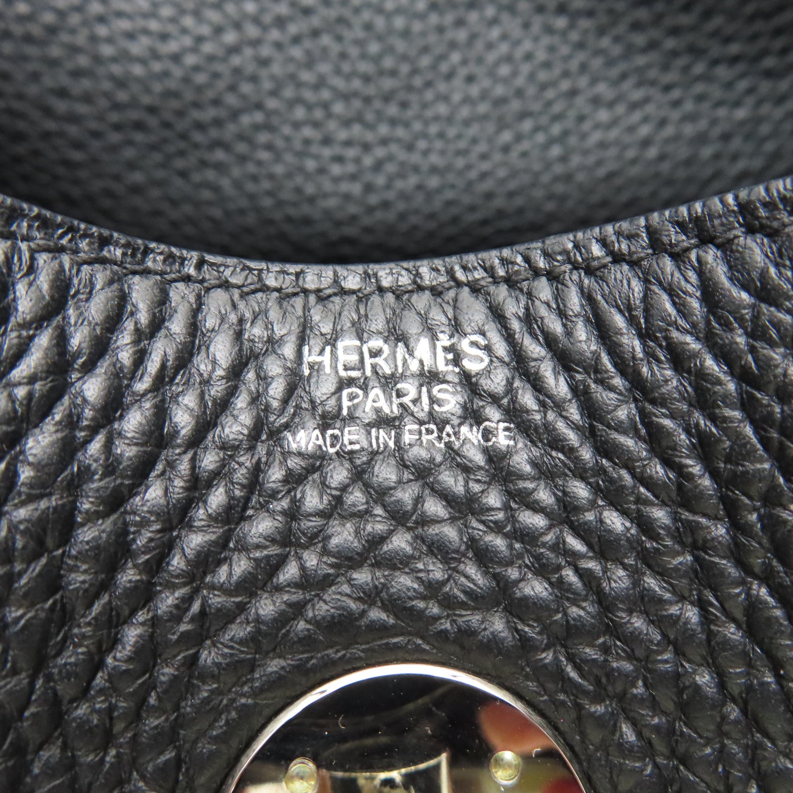 HERMES Clemence皮革Lindy 30銀扣肩背袋經典黑色