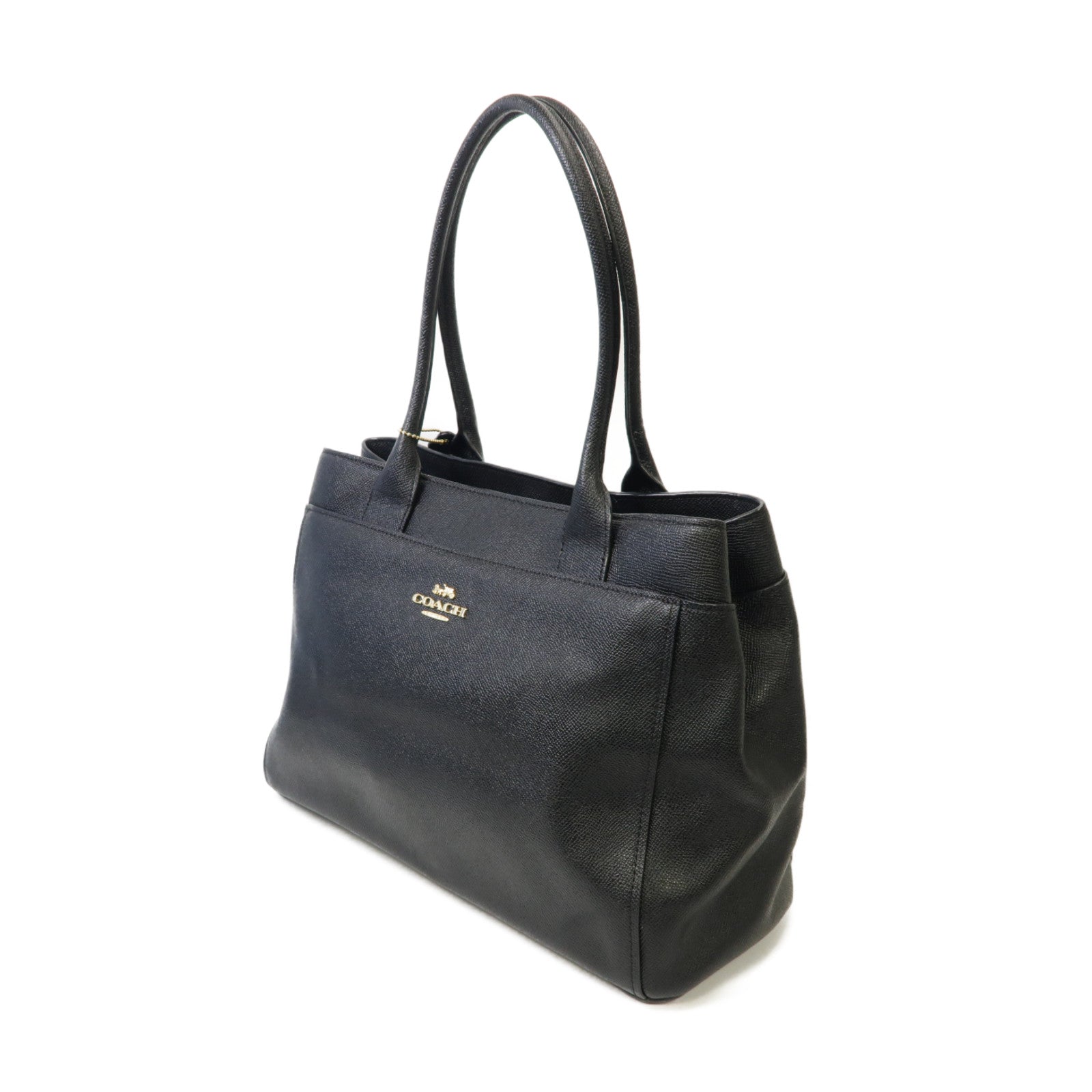 COACH 牛皮皮革Tote Bag金扣手挽袋黒色