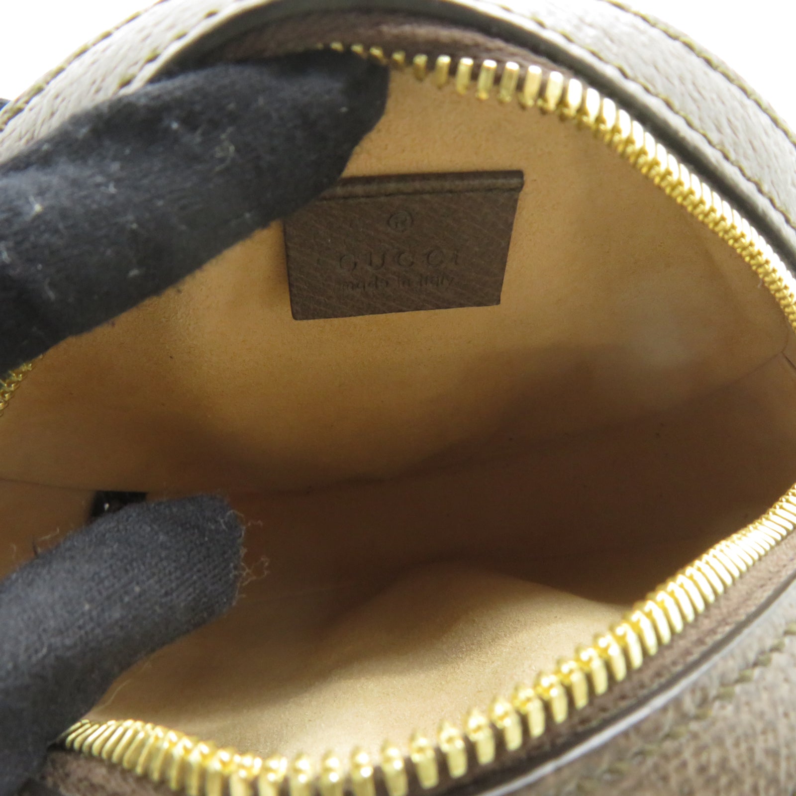 GUCCI 塗層帆布Ophidia GG金扣鏈帶肩背袋啡色