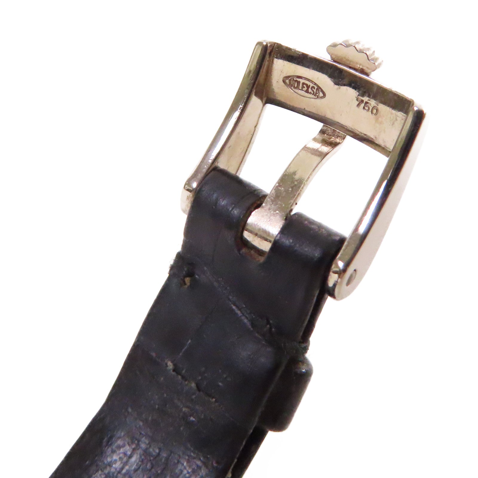ROLEX Cellini Watch 18K白金/鱷魚皮帶石英機芯銀色/黑色
