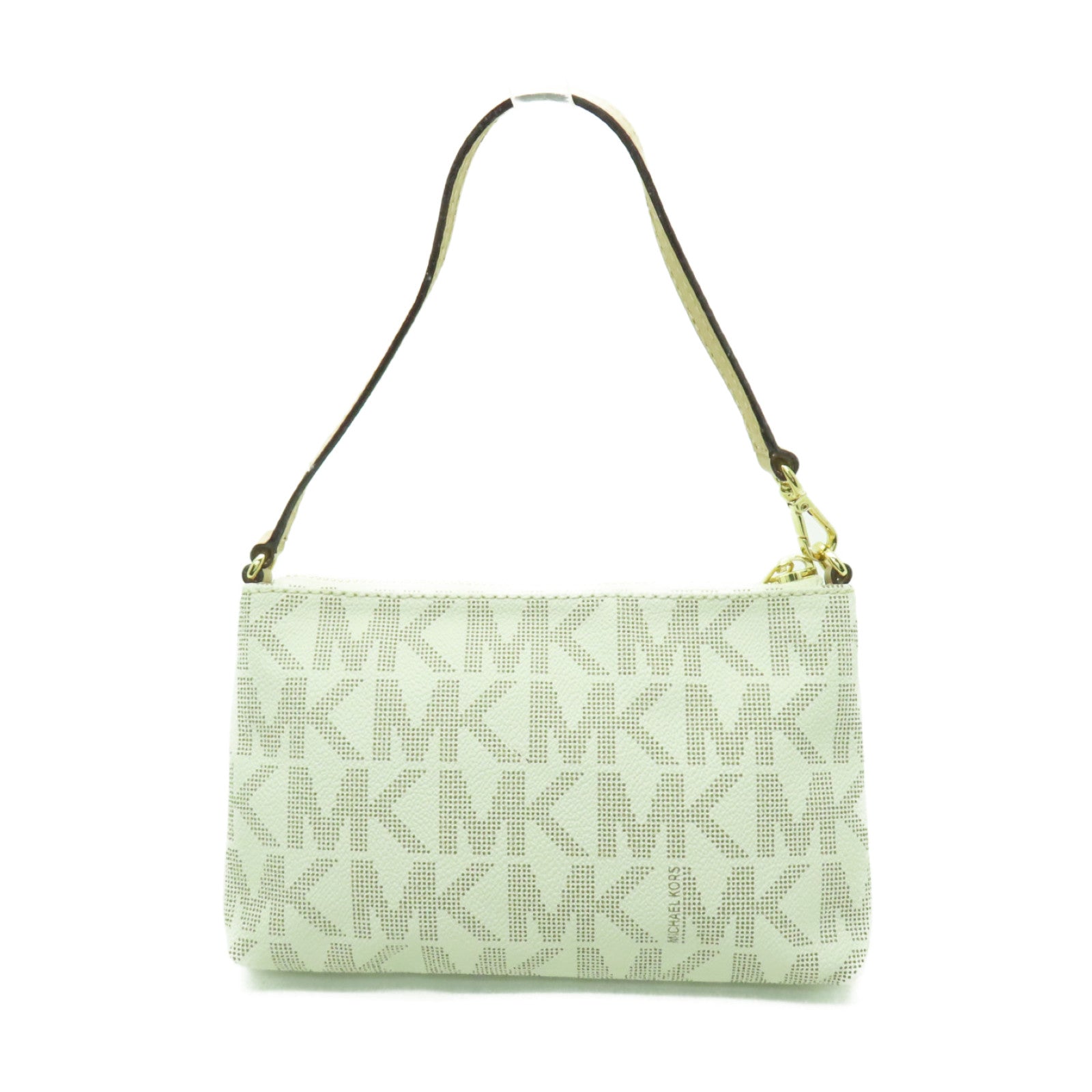 Michael Kors 塗層帆布LG Wristlet金扣手挽袋白色