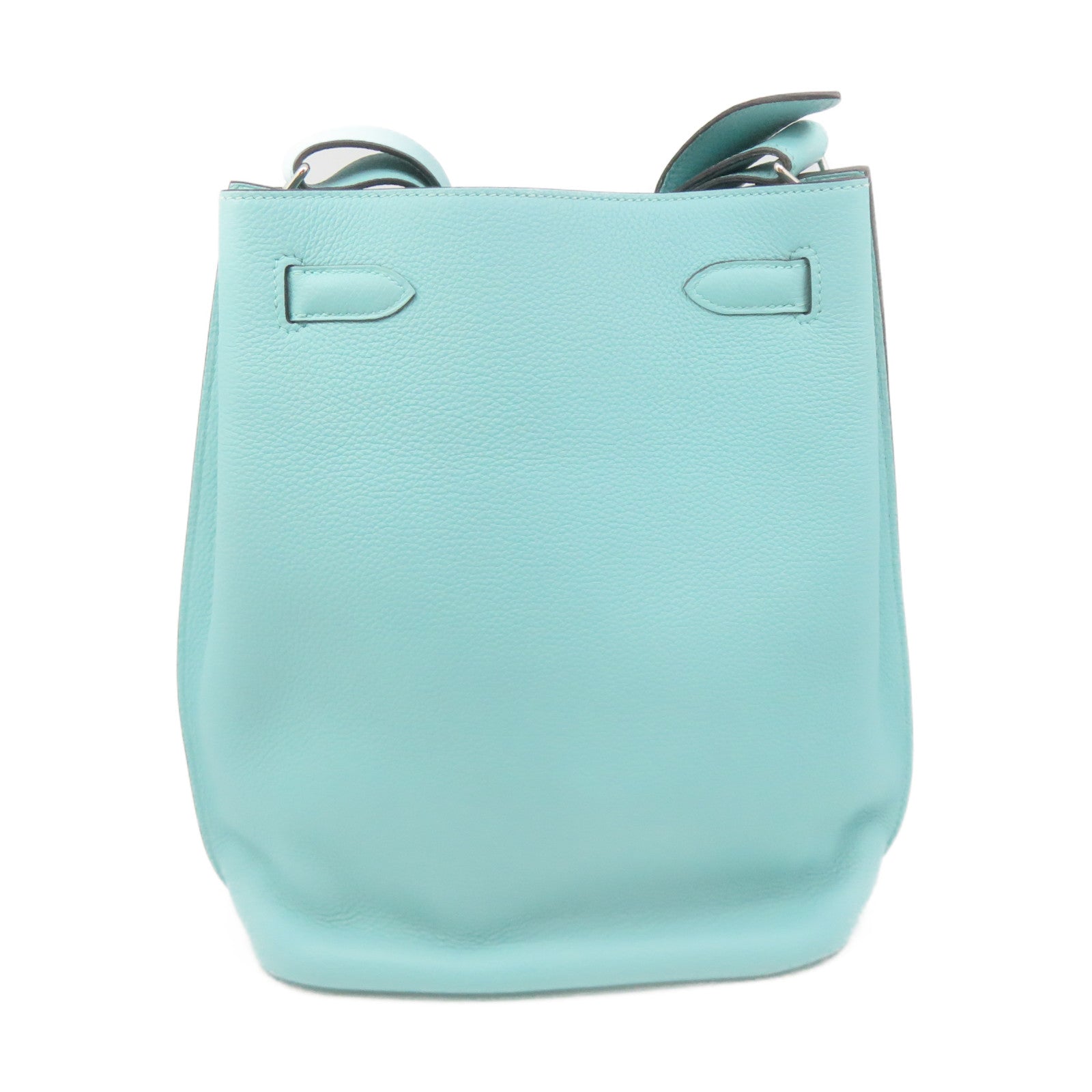 HERMES Clemence皮革So Kelly22 Shoulder Bag銀扣肩背袋3P淺藍色