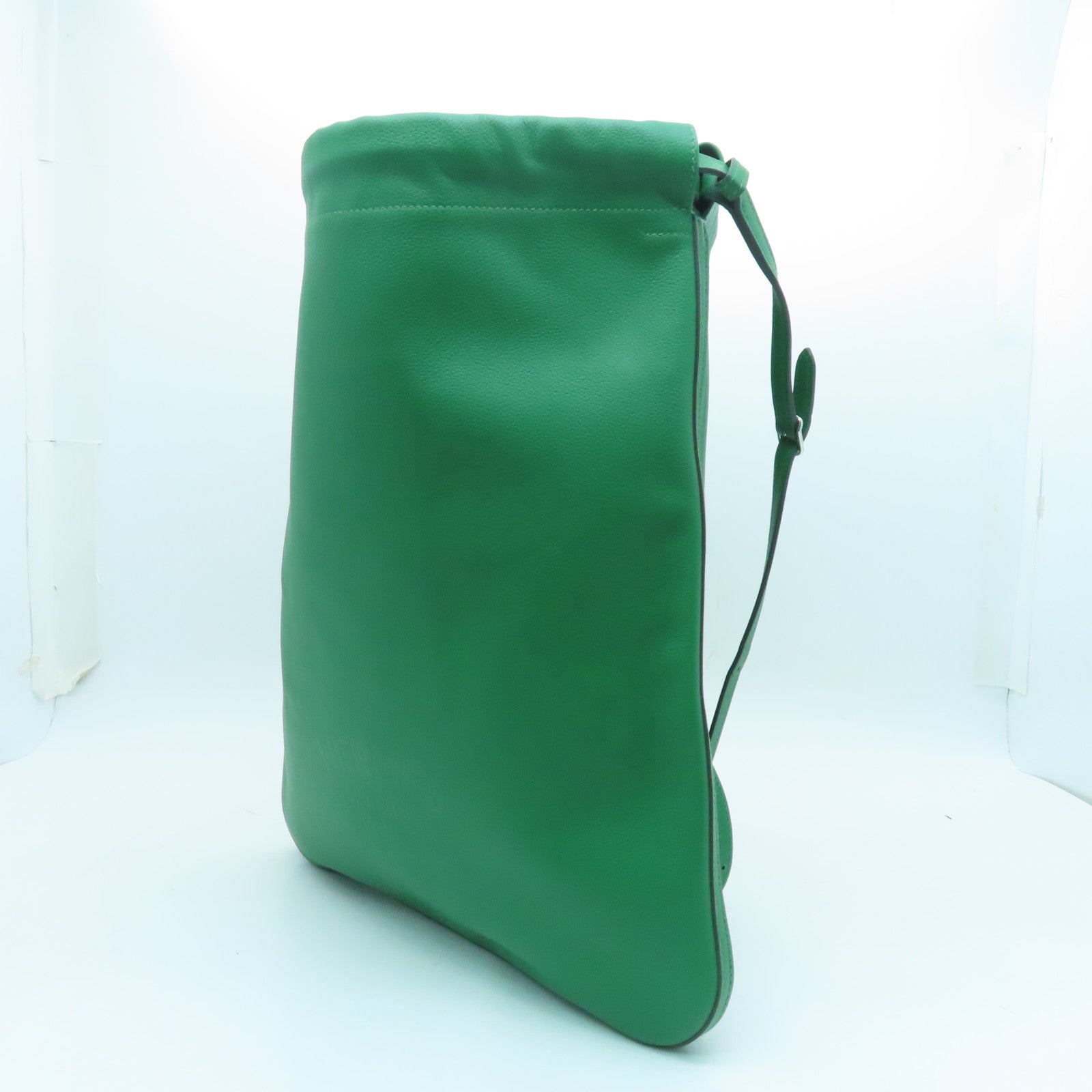 HERMES Evercolor Leather Bridado Backpack Silver Buckle Backpack Green