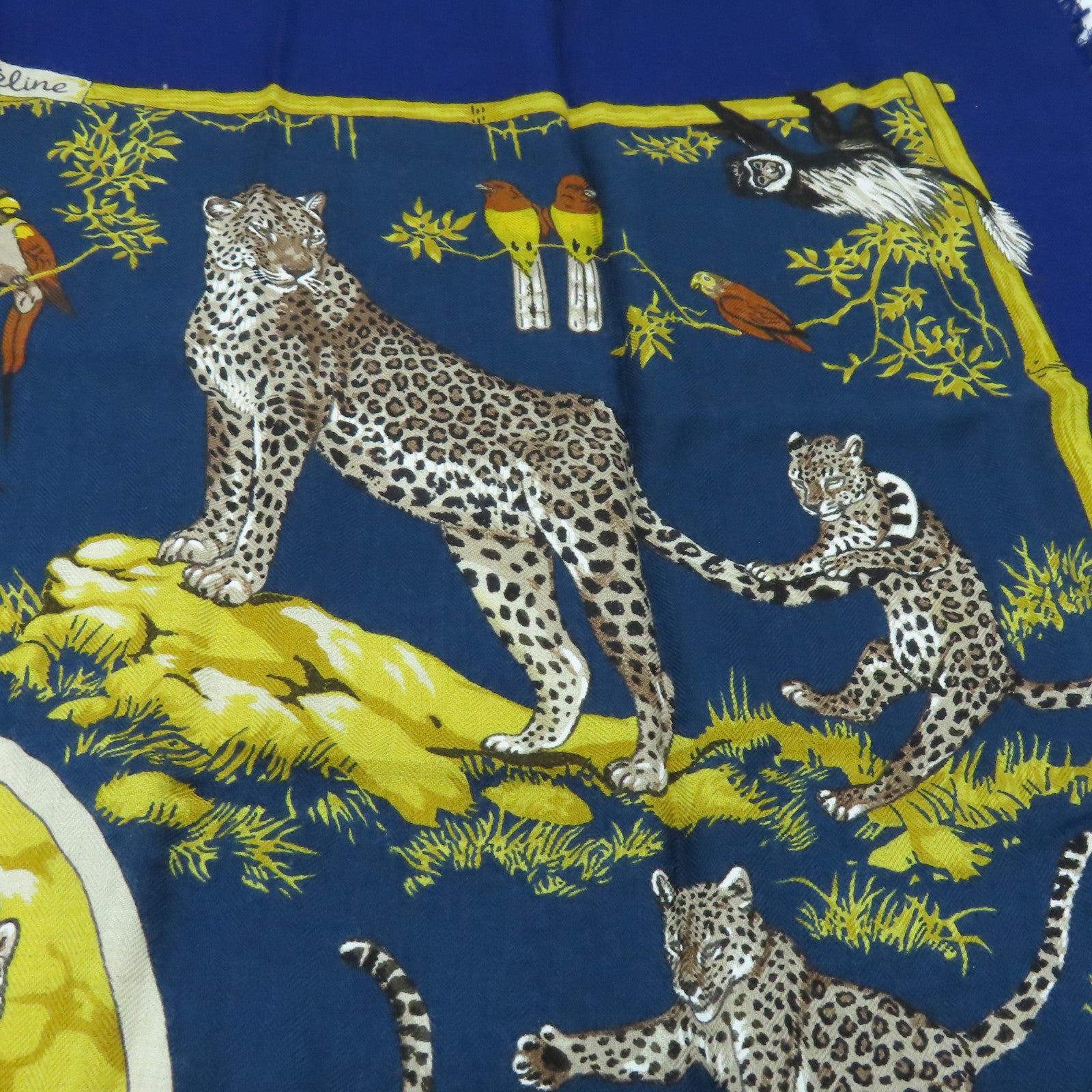 HERMES 羊絨/絲質Scarf 90x90圍巾藍色