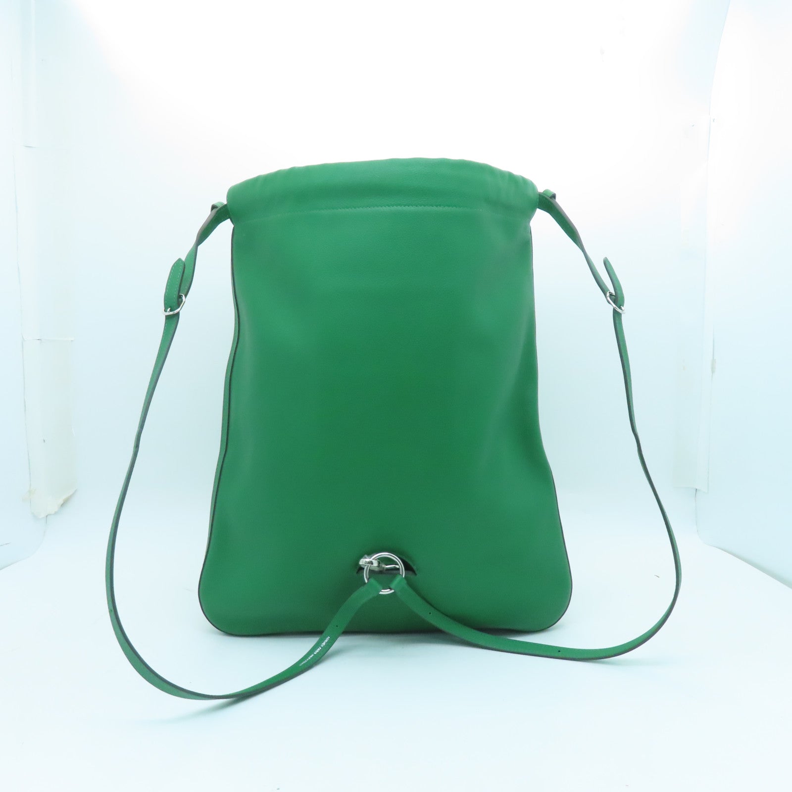 HERMES 【激減優惠】Evercolor皮革Bridado Backpack銀扣背包綠色