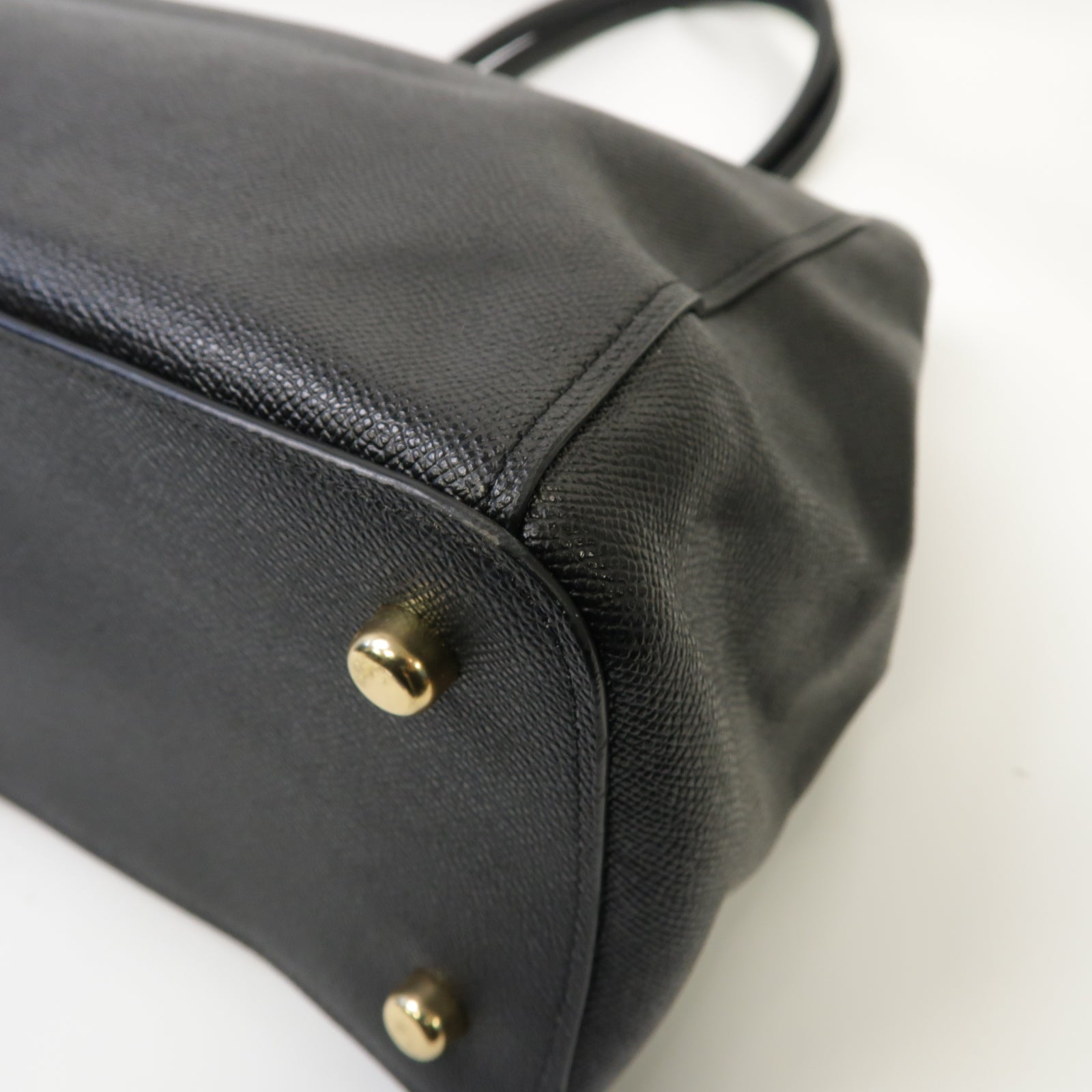 COACH 牛皮皮革Tote Bag金扣手挽袋黒色