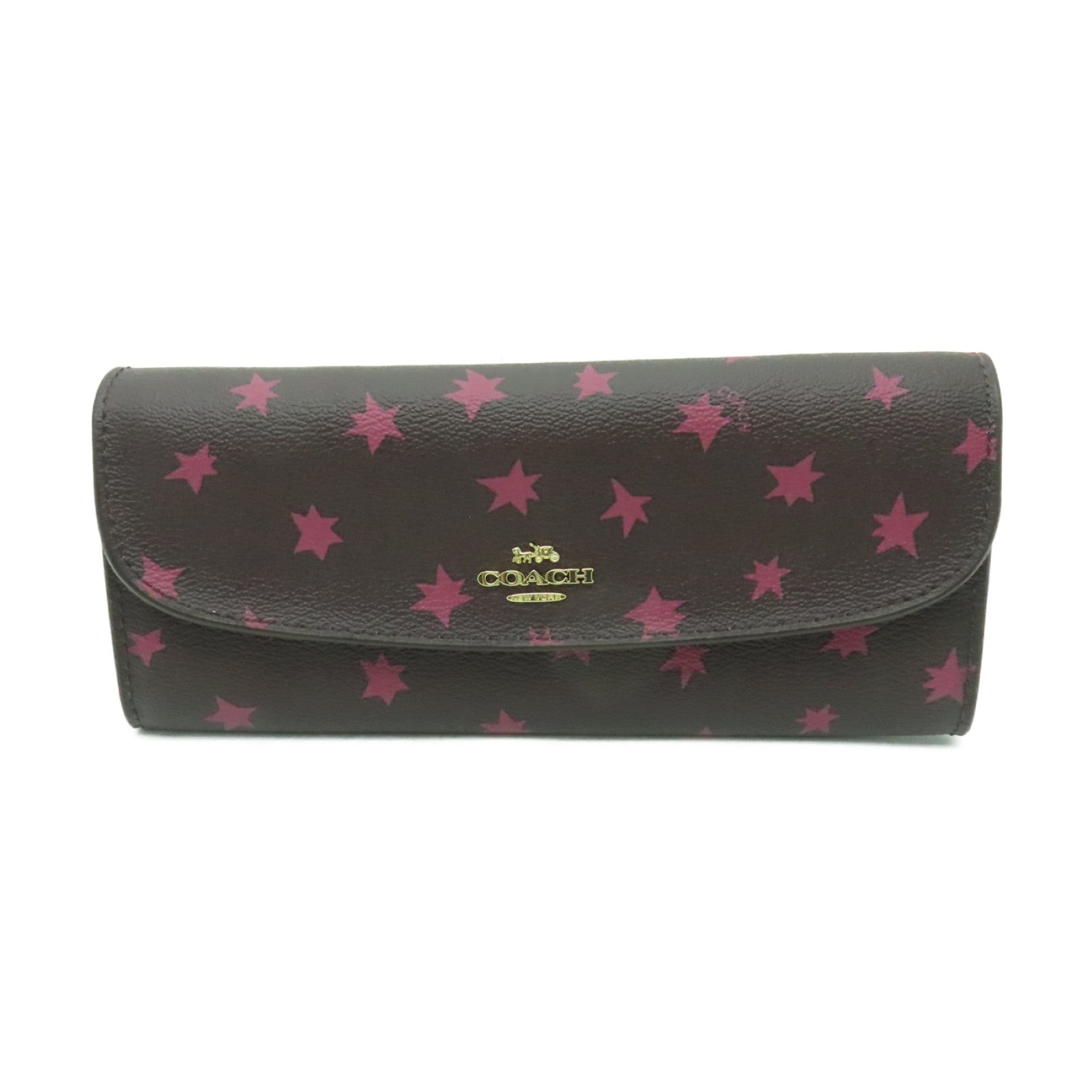 COACH 塗層帆布Long Wallet金扣長錢包紫色