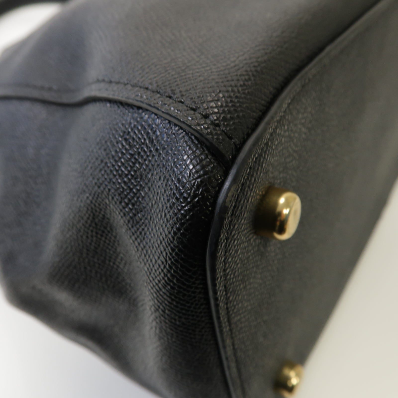 COACH 牛皮皮革Tote Bag金扣手挽袋黒色