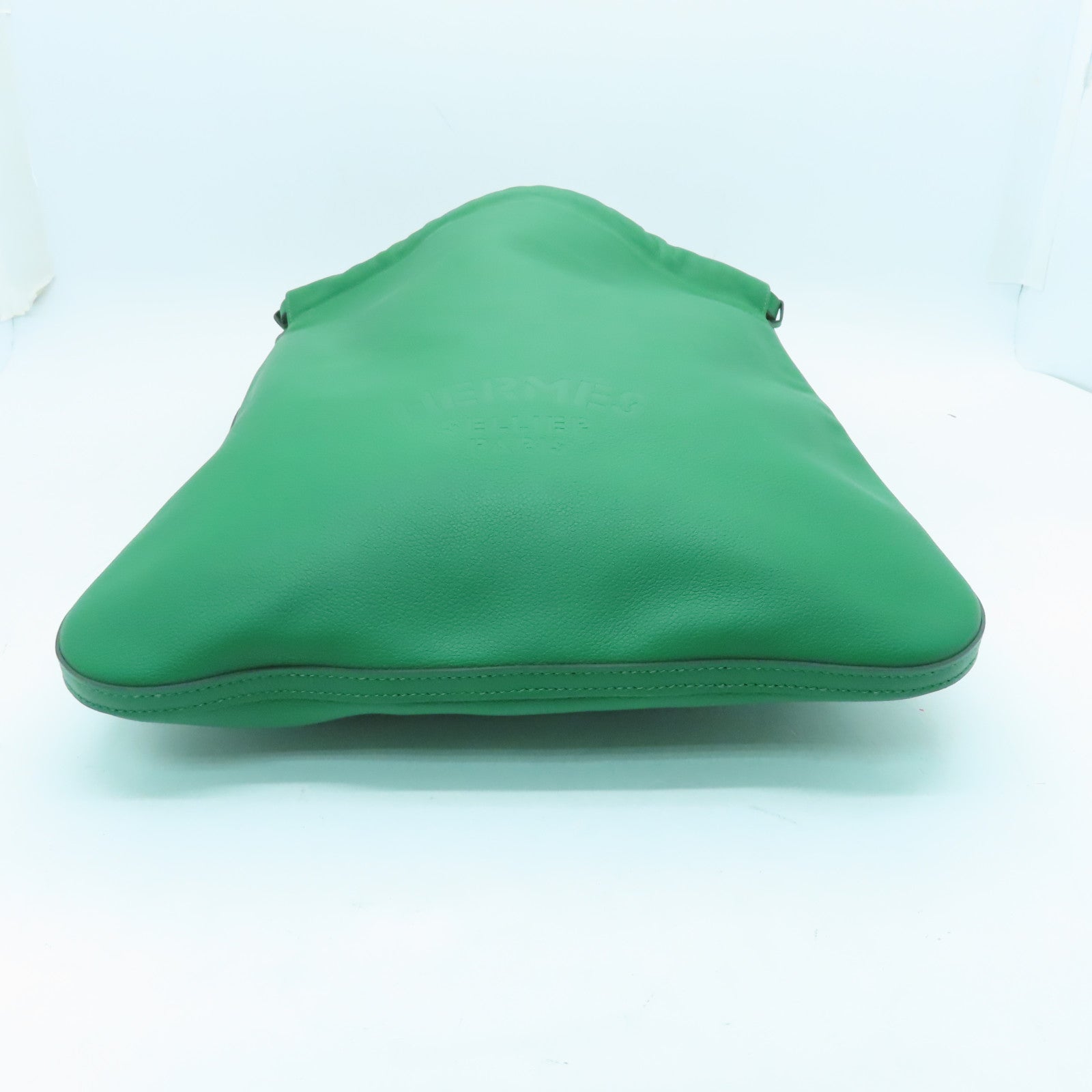 HERMES Evercolor Leather Bridado Backpack Silver Buckle Backpack Green