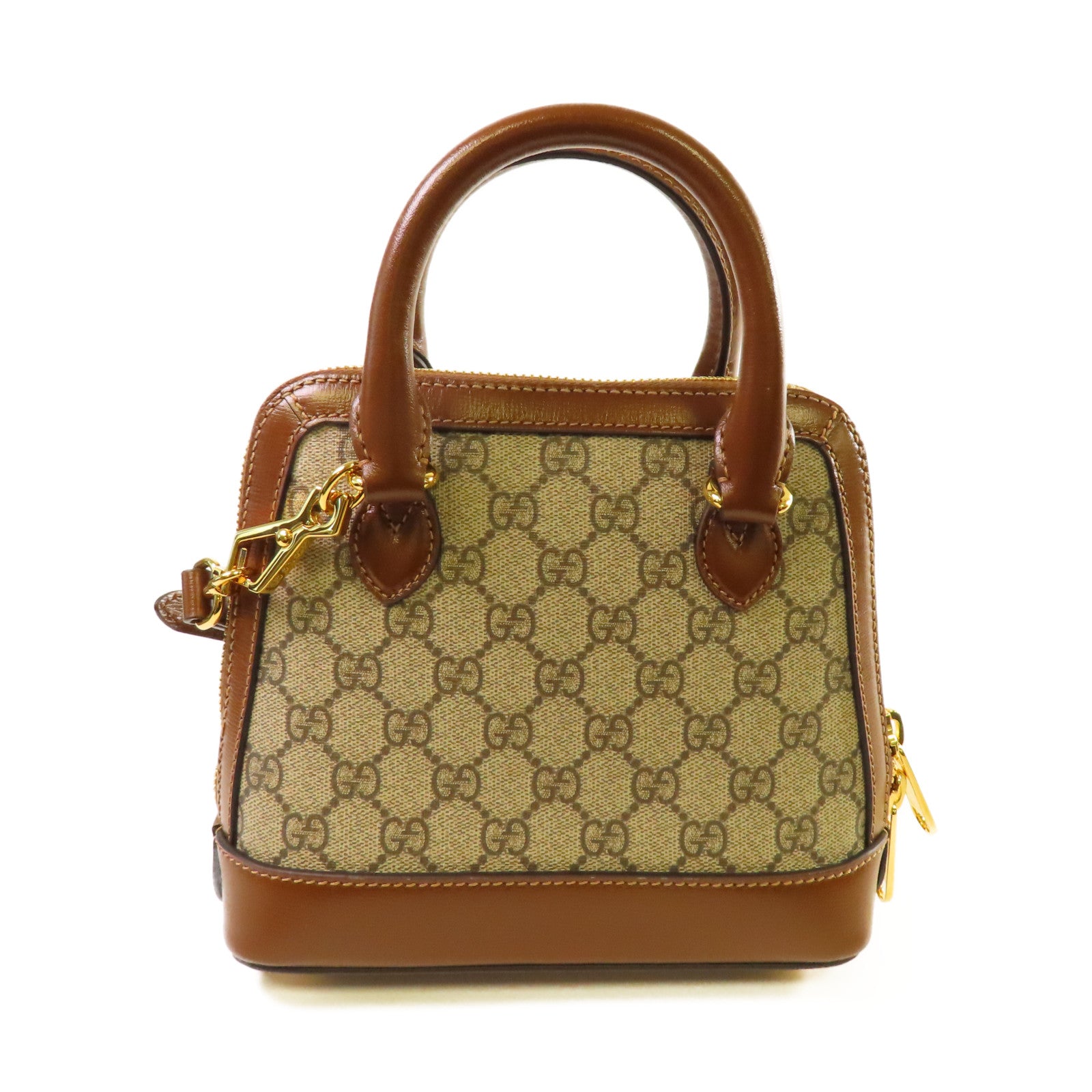 GUCCI 塗層帆布Horsebit 1955 Mini Top Handle Bag金扣手挽肩背兩用袋啡色
