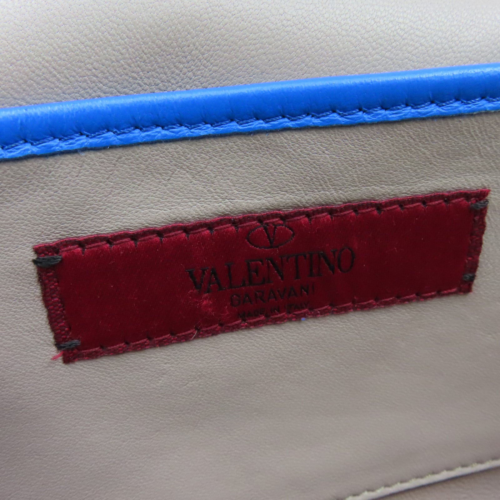 Valentino 牛皮皮革Shoulder Bag銀扣肩背袋藍色